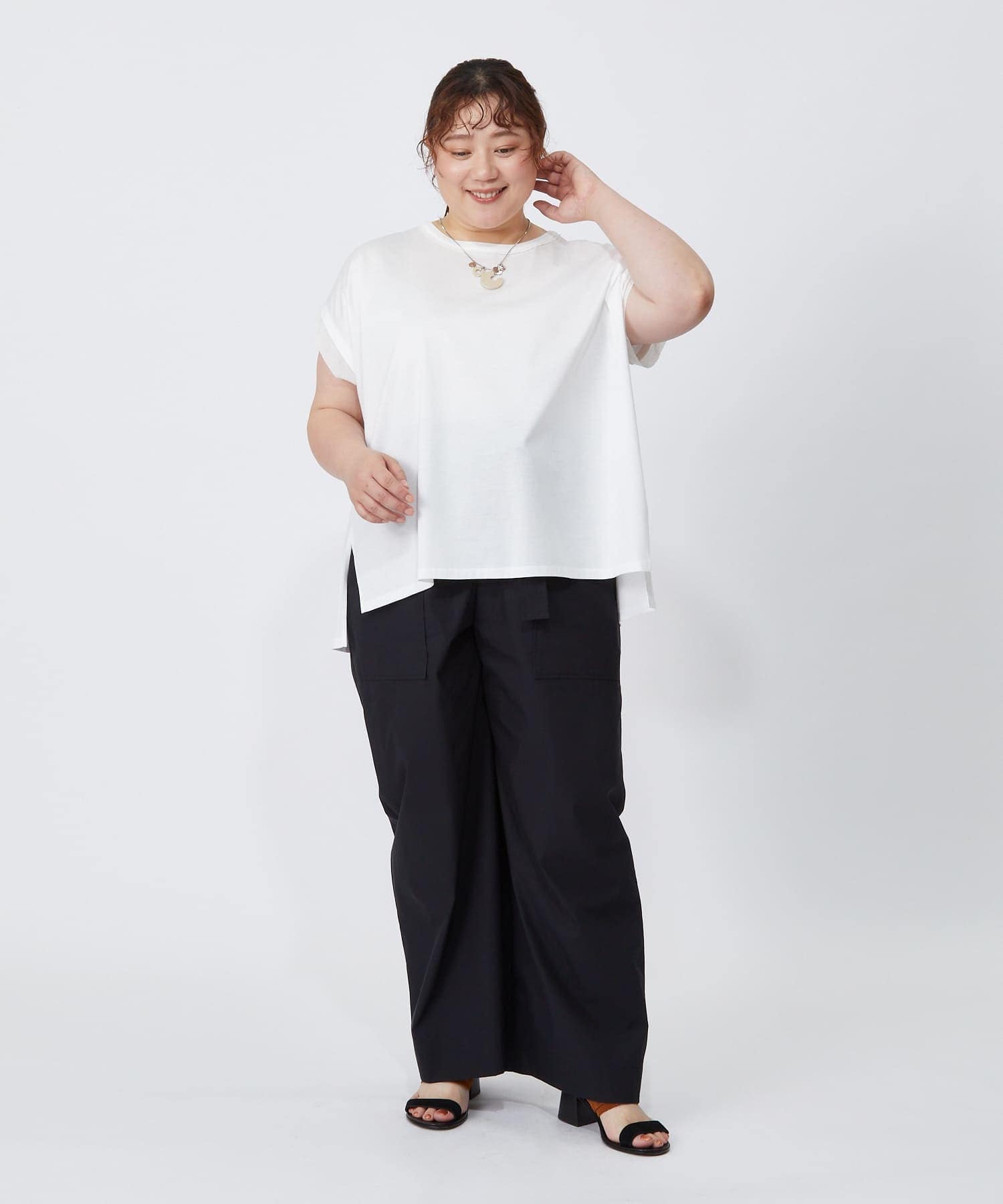 【MOGA】【大きいサイズ】60/2天竺メッシュレイヤードクルーネックTシャツ 詳細画像 オフホワイト 16