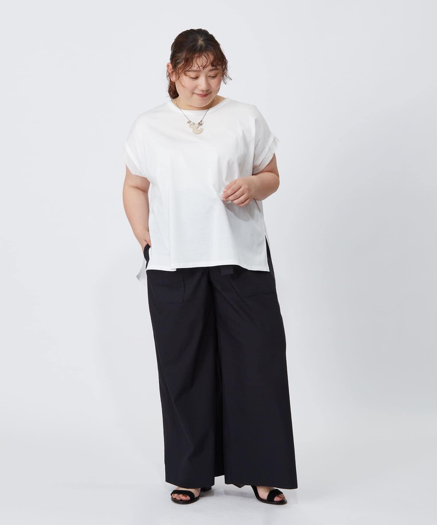 【MOGA】【大きいサイズ】60/2天竺メッシュレイヤードクルーネックTシャツ 詳細画像 オフホワイト 17