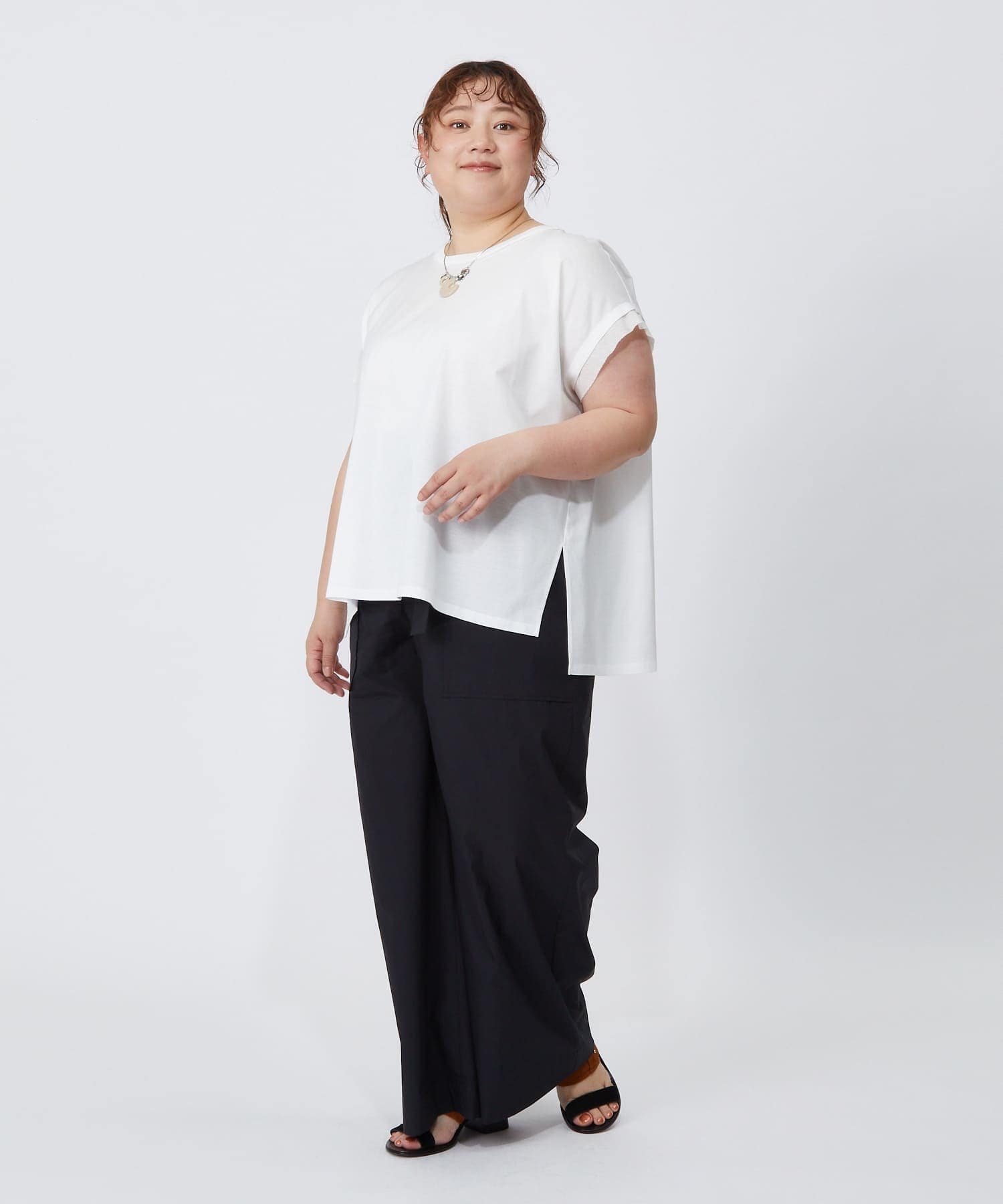 【MOGA】【大きいサイズ】60/2天竺メッシュレイヤードクルーネックTシャツ 詳細画像 オフホワイト 18
