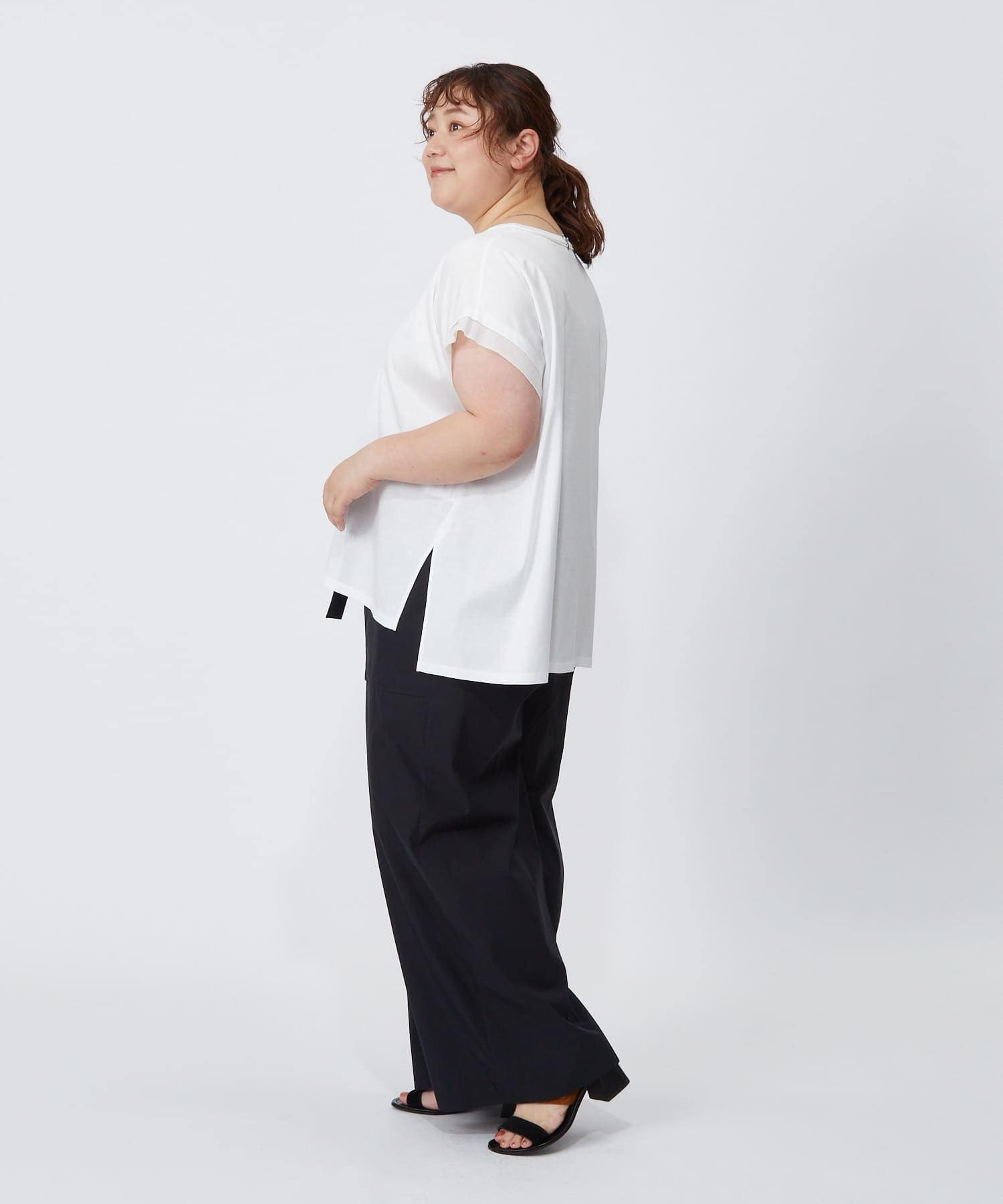 【MOGA】【大きいサイズ】60/2天竺メッシュレイヤードクルーネックTシャツ 詳細画像 オフホワイト 19