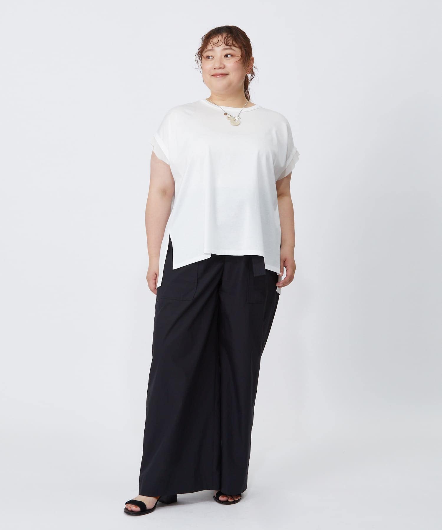 【MOGA】【大きいサイズ】60/2天竺メッシュレイヤードクルーネックTシャツ 詳細画像 オフホワイト 2