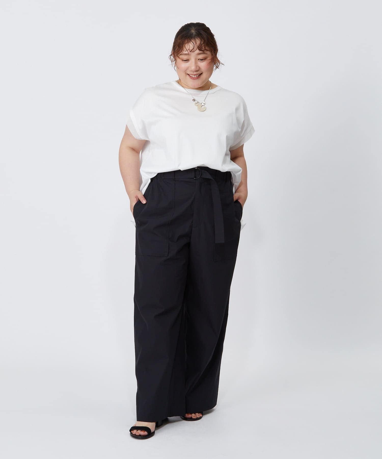 【MOGA】【大きいサイズ】60/2天竺メッシュレイヤードクルーネックTシャツ 詳細画像 オフホワイト 25