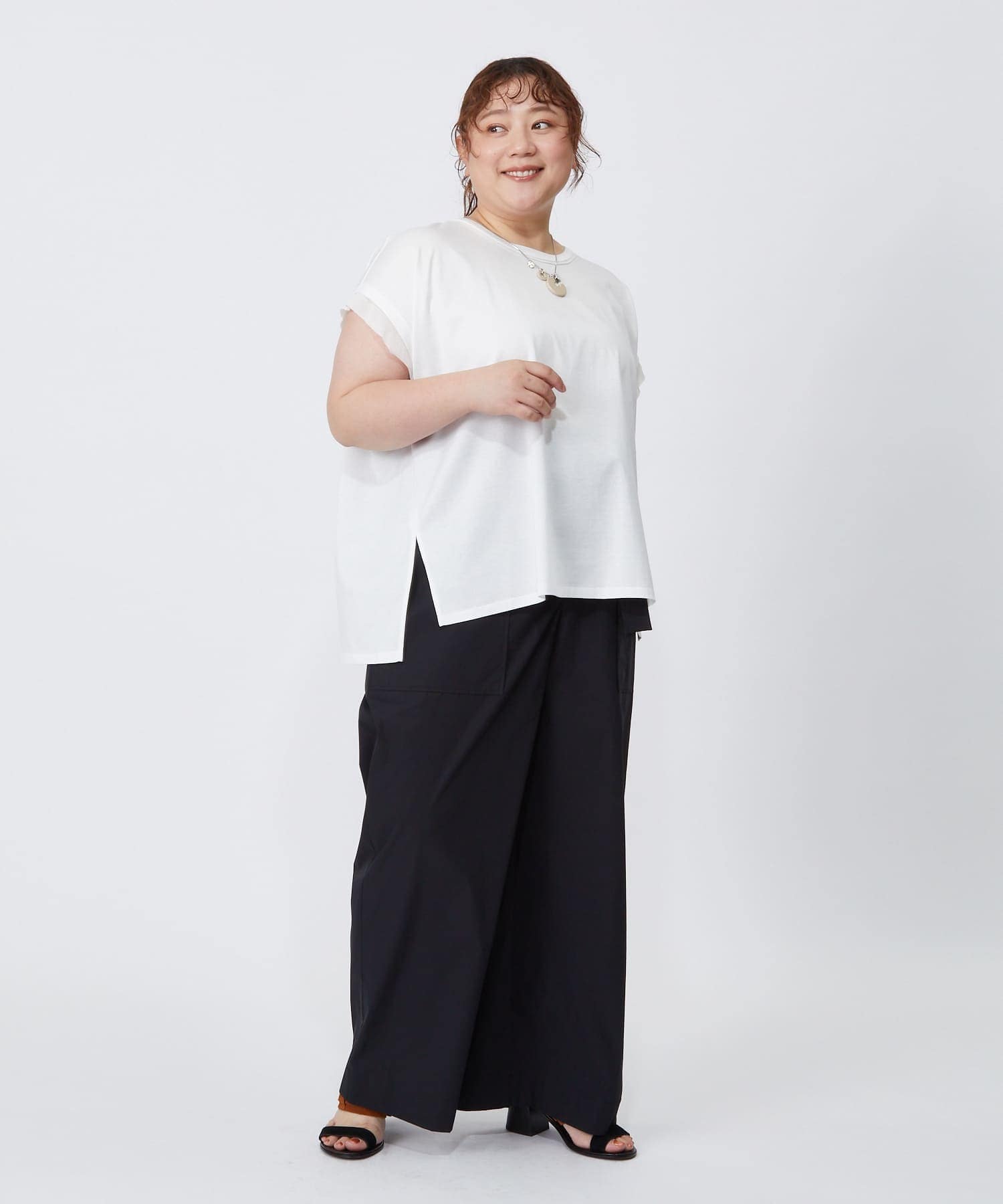 【MOGA】【大きいサイズ】60/2天竺メッシュレイヤードクルーネックTシャツ 詳細画像 オフホワイト 4