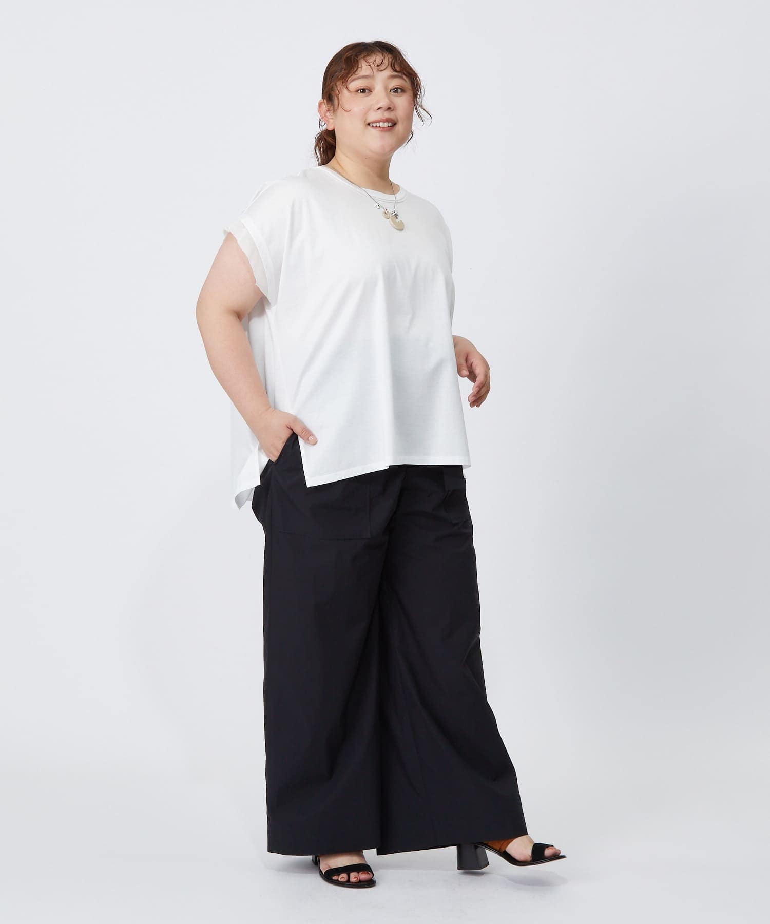 【MOGA】【大きいサイズ】60/2天竺メッシュレイヤードクルーネックTシャツ 詳細画像 オフホワイト 6