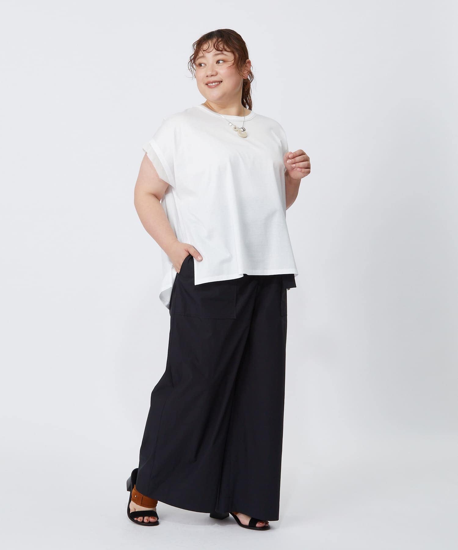 【MOGA】【大きいサイズ】60/2天竺メッシュレイヤードクルーネックTシャツ 詳細画像 オフホワイト 7