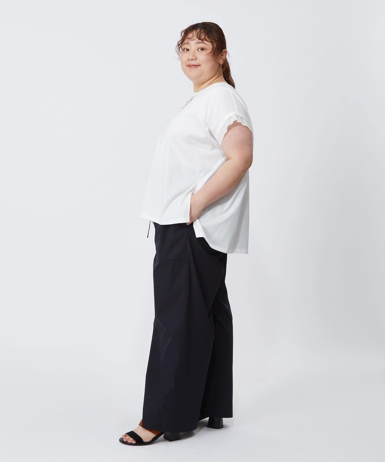 【MOGA】【大きいサイズ】60/2天竺メッシュレイヤードクルーネックTシャツ 詳細画像 オフホワイト 8