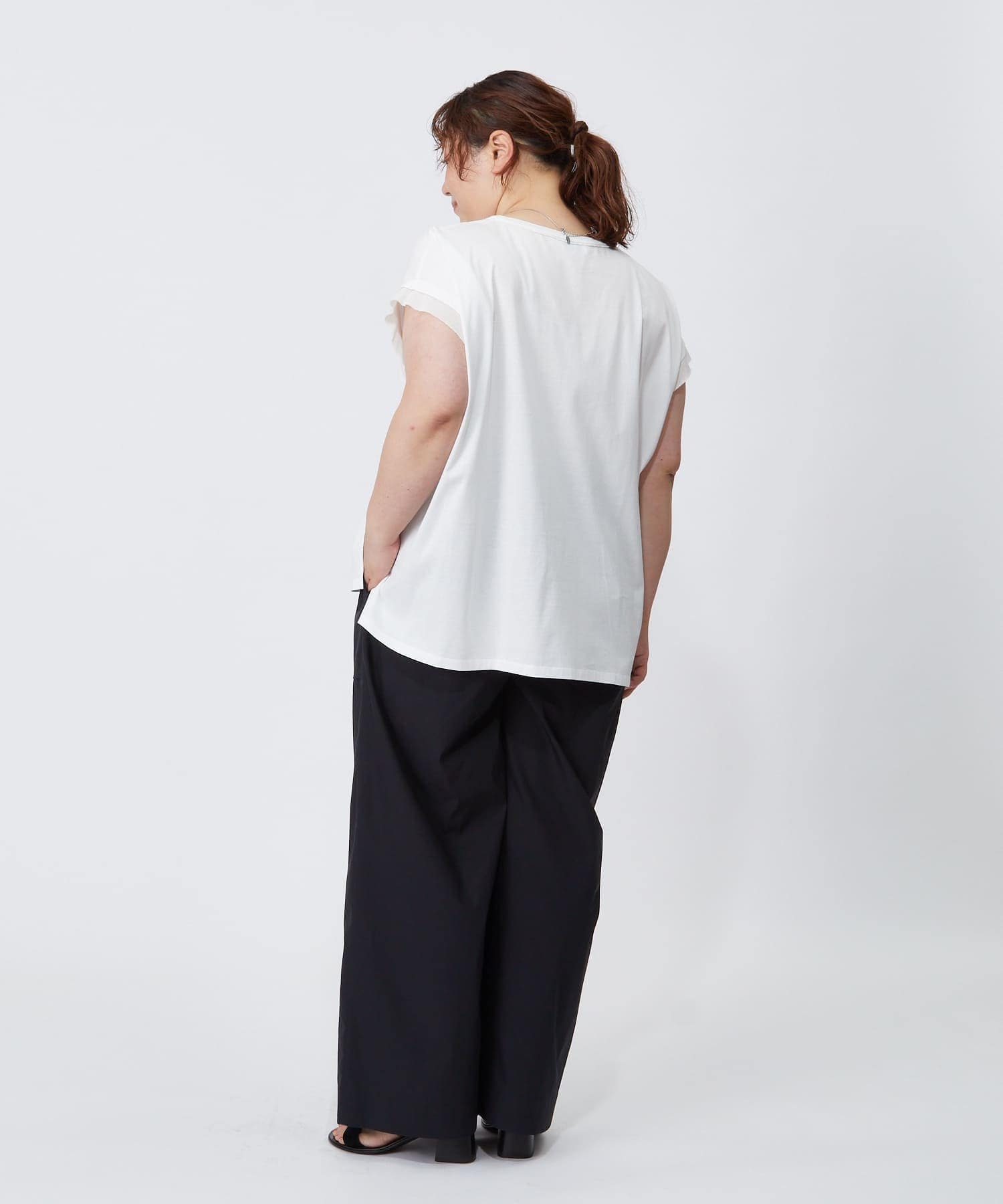 【MOGA】【大きいサイズ】60/2天竺メッシュレイヤードクルーネックTシャツ 詳細画像 オフホワイト 9