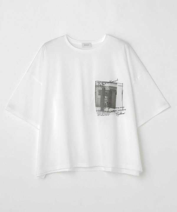【大きいサイズ】ハイゲージ天竺フォトプリントTシャツ 詳細画像 ホワイト 1