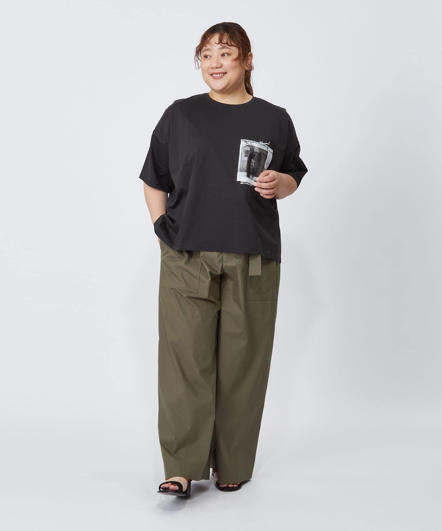 【MOGA】【大きいサイズ】ハイゲージ天竺フォトプリントTシャツ 詳細画像 トップグレー 1