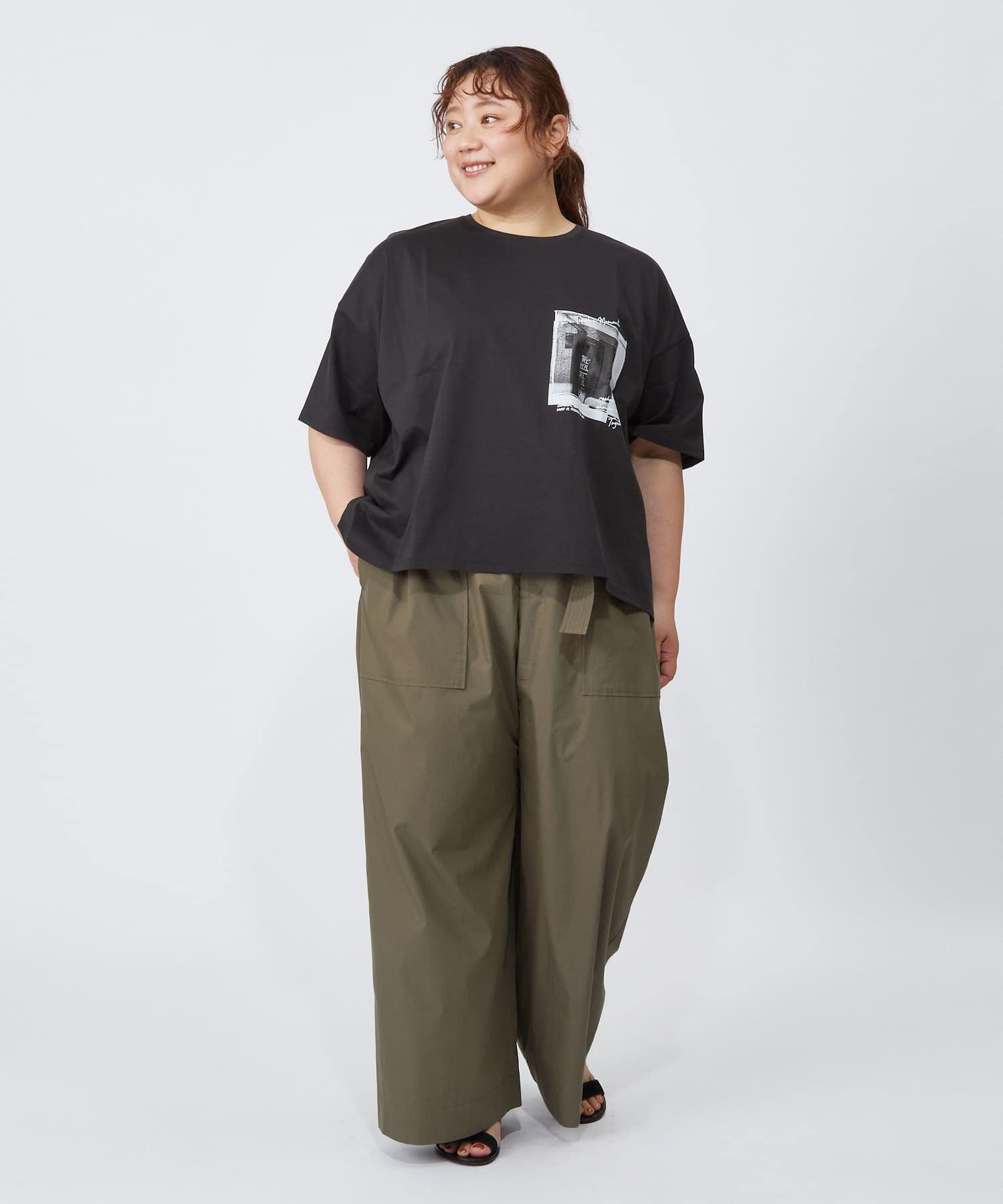 【MOGA】【大きいサイズ】ハイゲージ天竺フォトプリントTシャツ 詳細画像 トップグレー 2