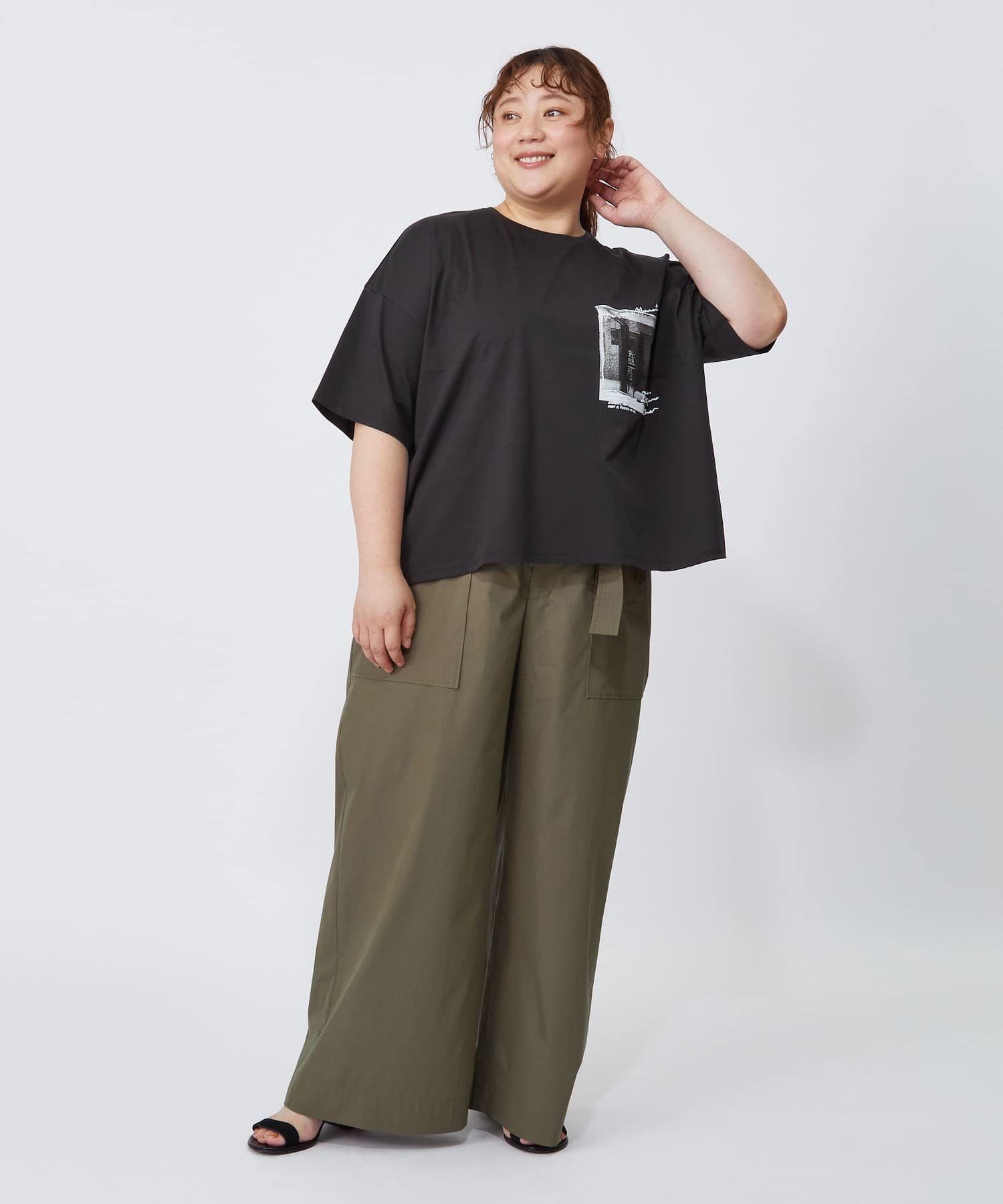 【MOGA】【大きいサイズ】ハイゲージ天竺フォトプリントTシャツ 詳細画像 トップグレー 3