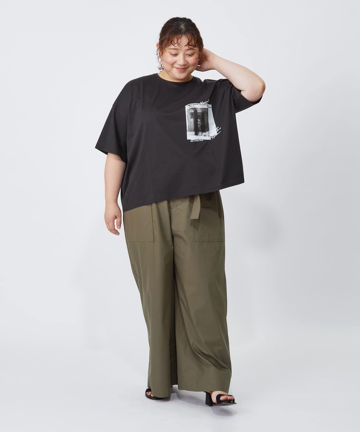 【MOGA】【大きいサイズ】ハイゲージ天竺フォトプリントTシャツ 詳細画像 トップグレー 4