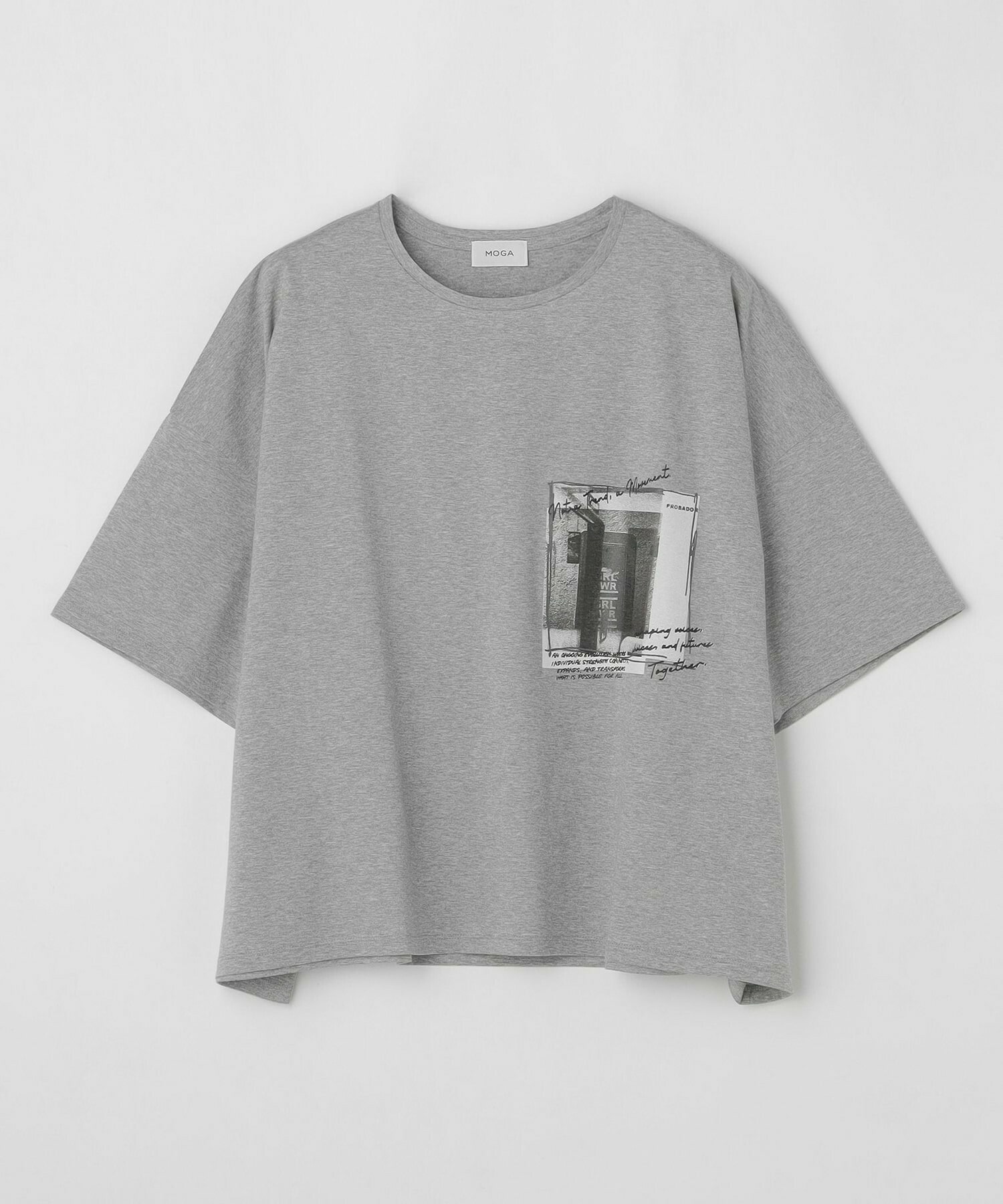 【MOGA】【大きいサイズ】ハイゲージ天竺フォトプリントTシャツ 詳細画像 トップグレー 1