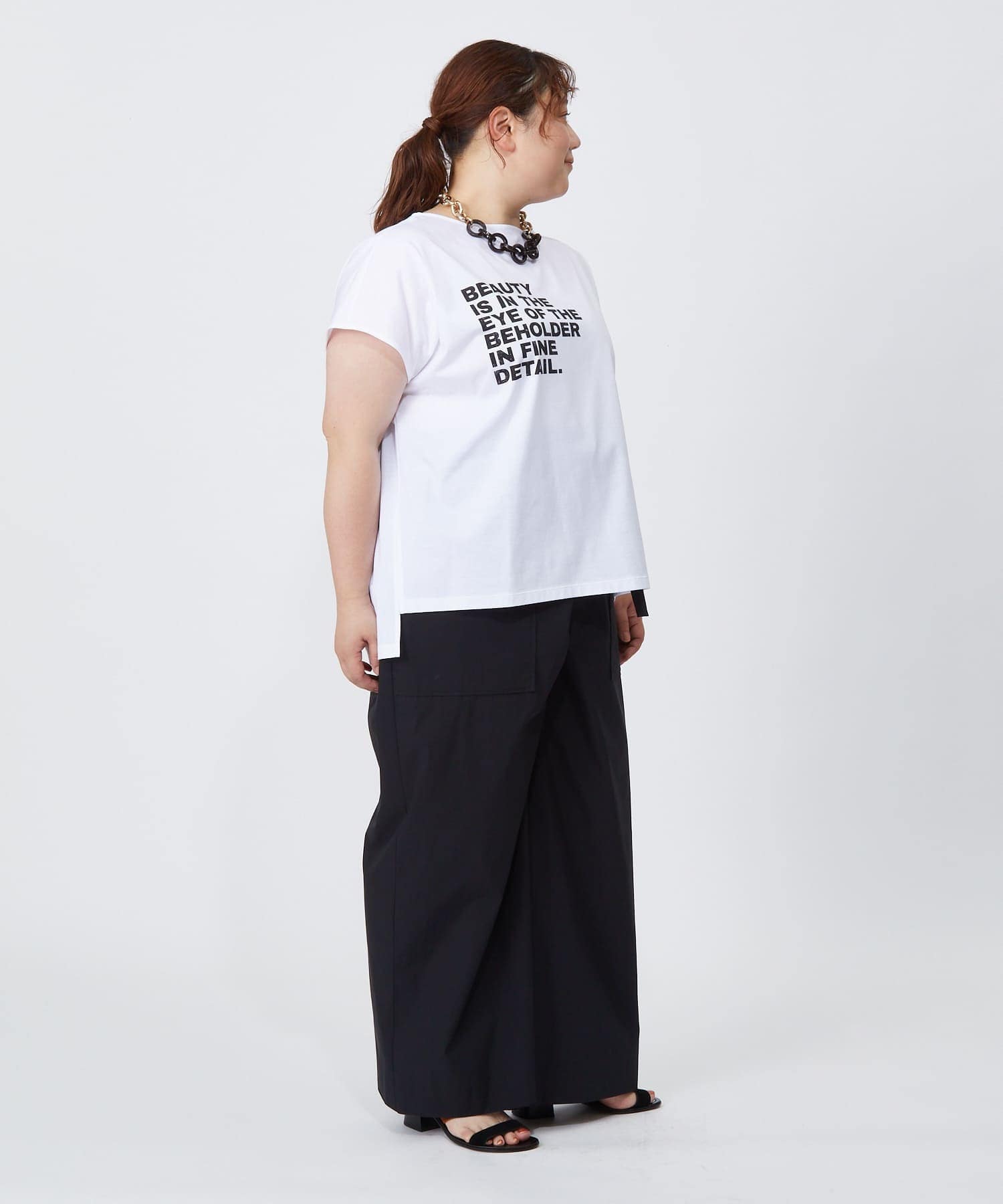 【MOGA】【大きいサイズ】ハイゲージ天竺ロゴプリントTシャツ 詳細画像 ホワイト 14