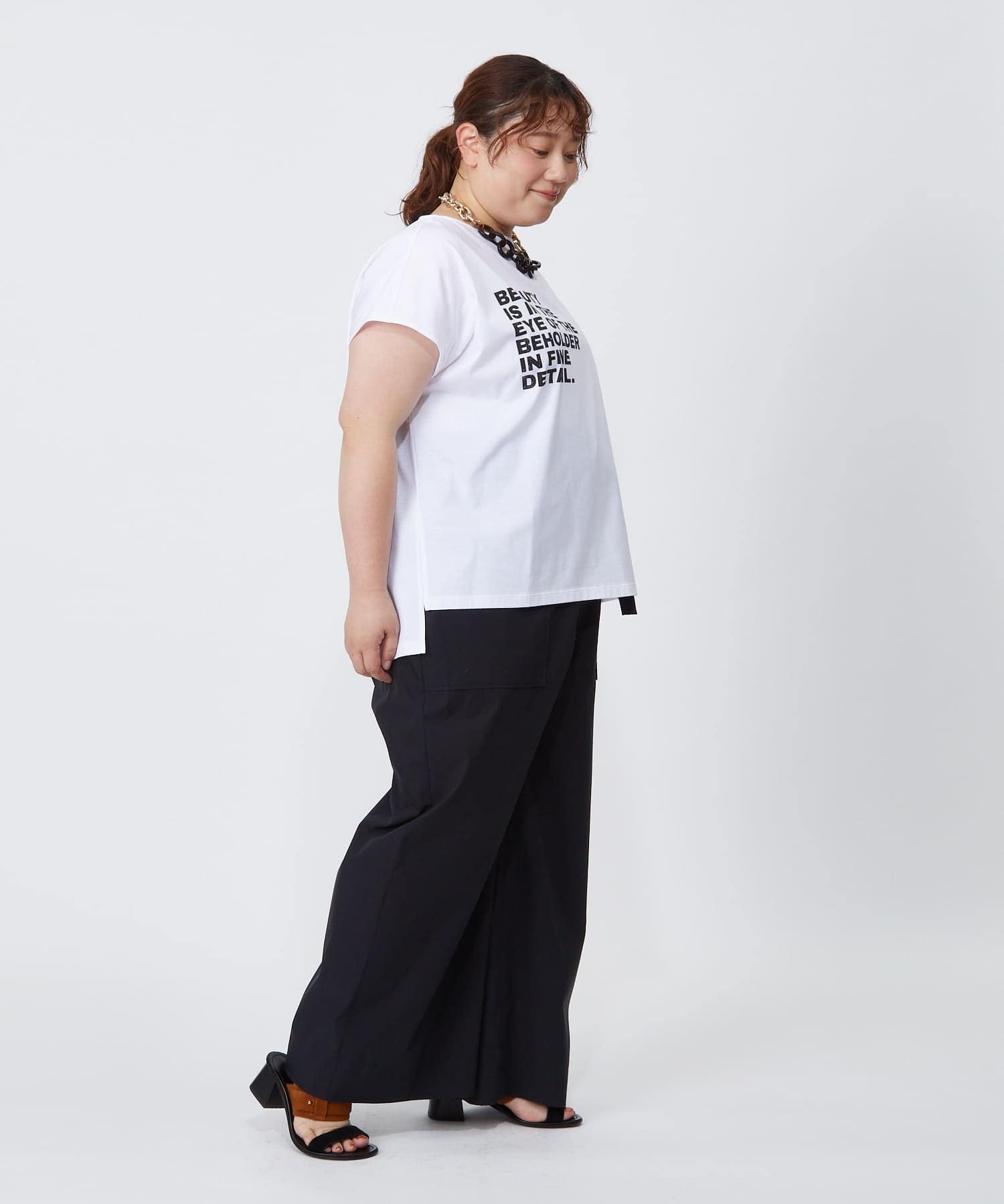 【MOGA】【大きいサイズ】ハイゲージ天竺ロゴプリントTシャツ 詳細画像 ホワイト 15