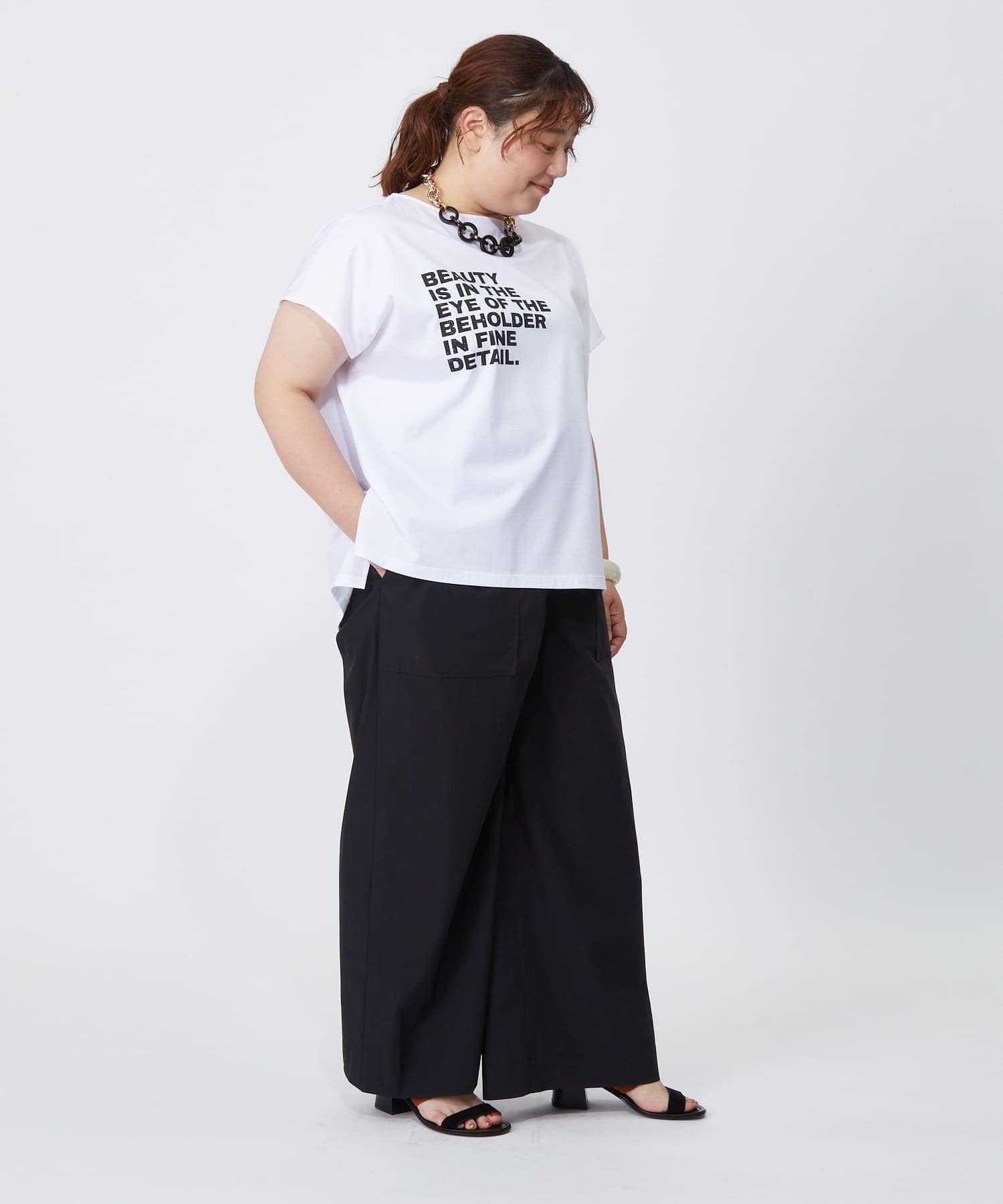 【MOGA】【大きいサイズ】ハイゲージ天竺ロゴプリントTシャツ 詳細画像 ホワイト 16