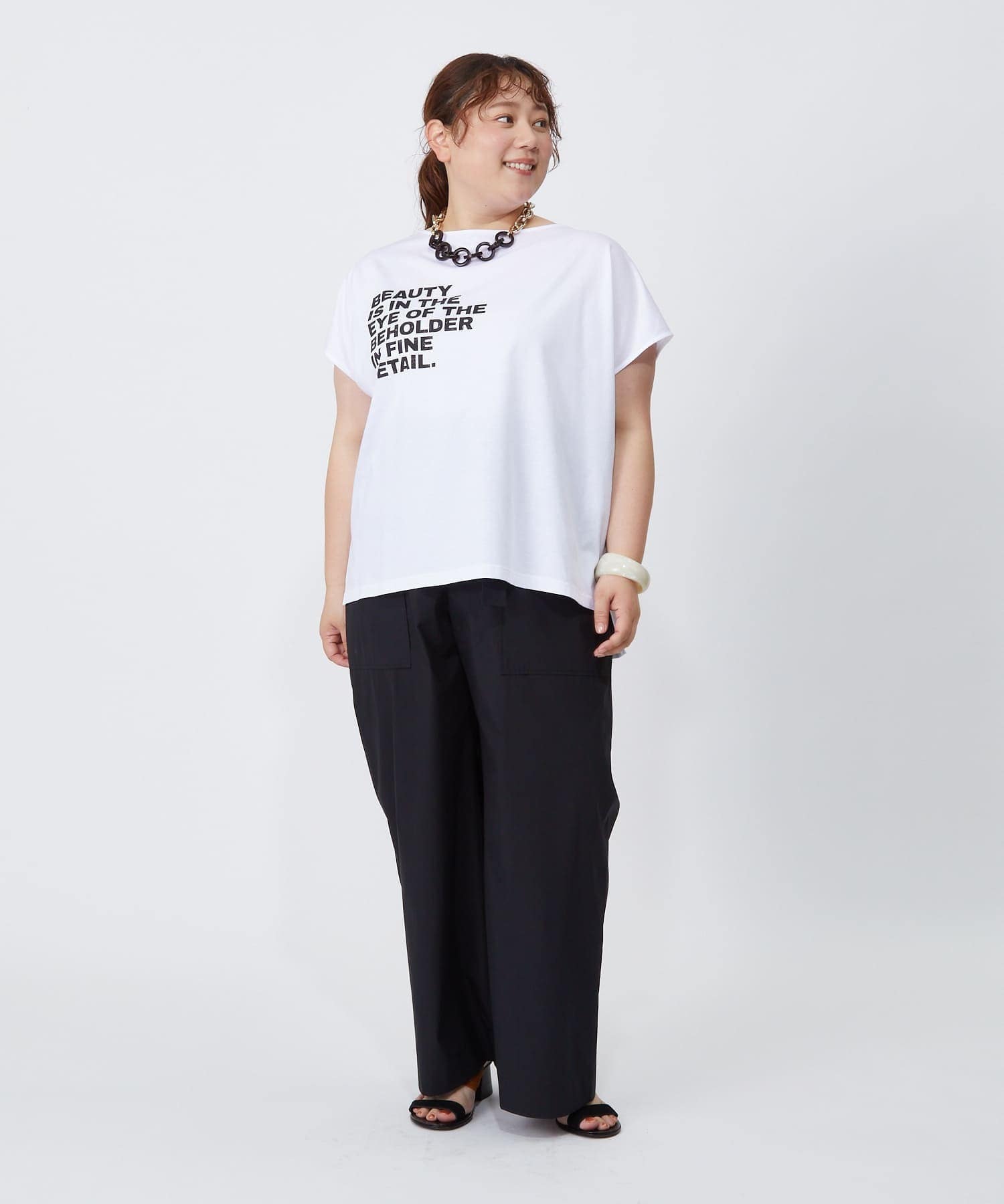 【MOGA】【大きいサイズ】ハイゲージ天竺ロゴプリントTシャツ 詳細画像 ホワイト 2