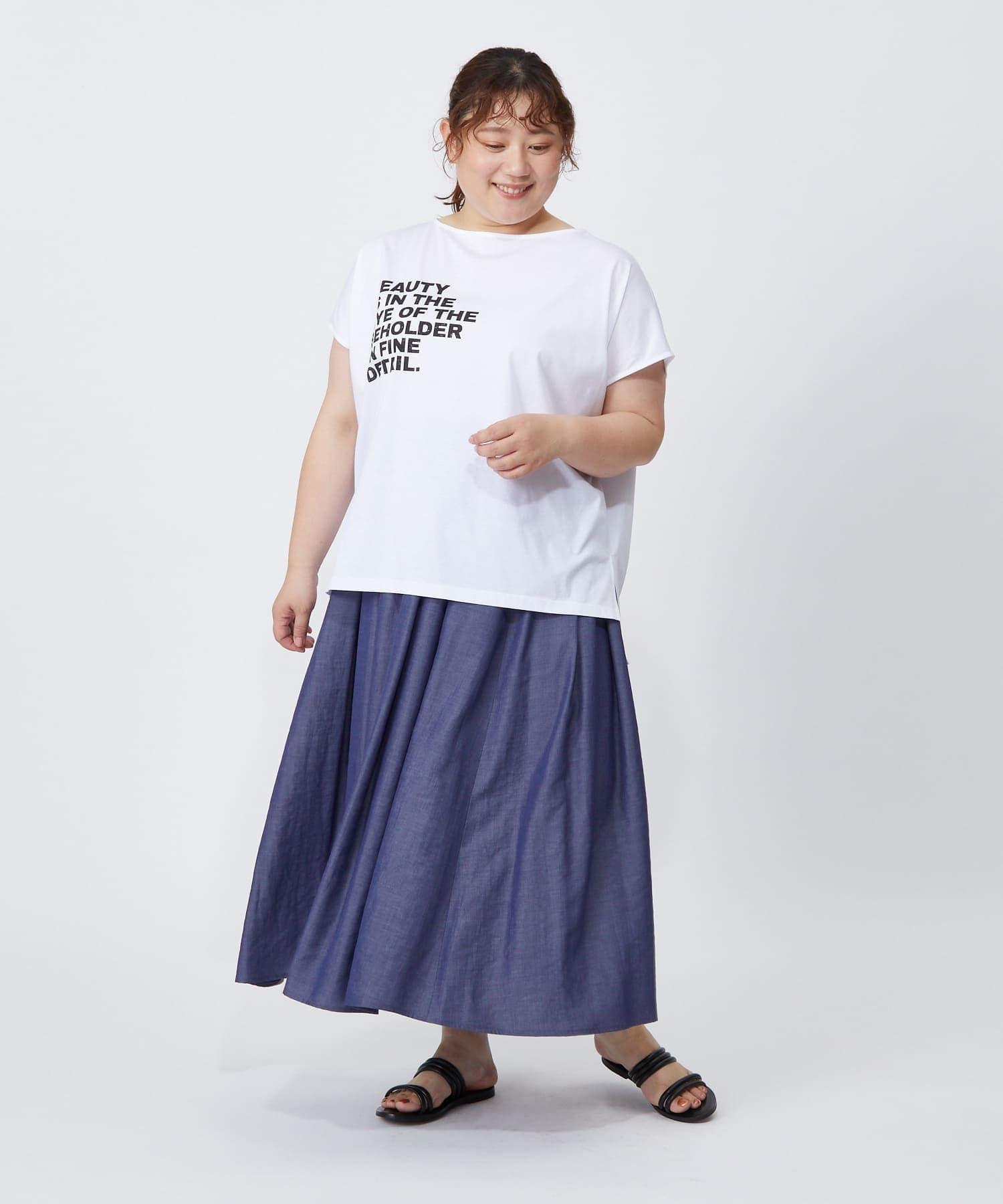 【MOGA】【大きいサイズ】ハイゲージ天竺ロゴプリントTシャツ 詳細画像 ホワイト 21