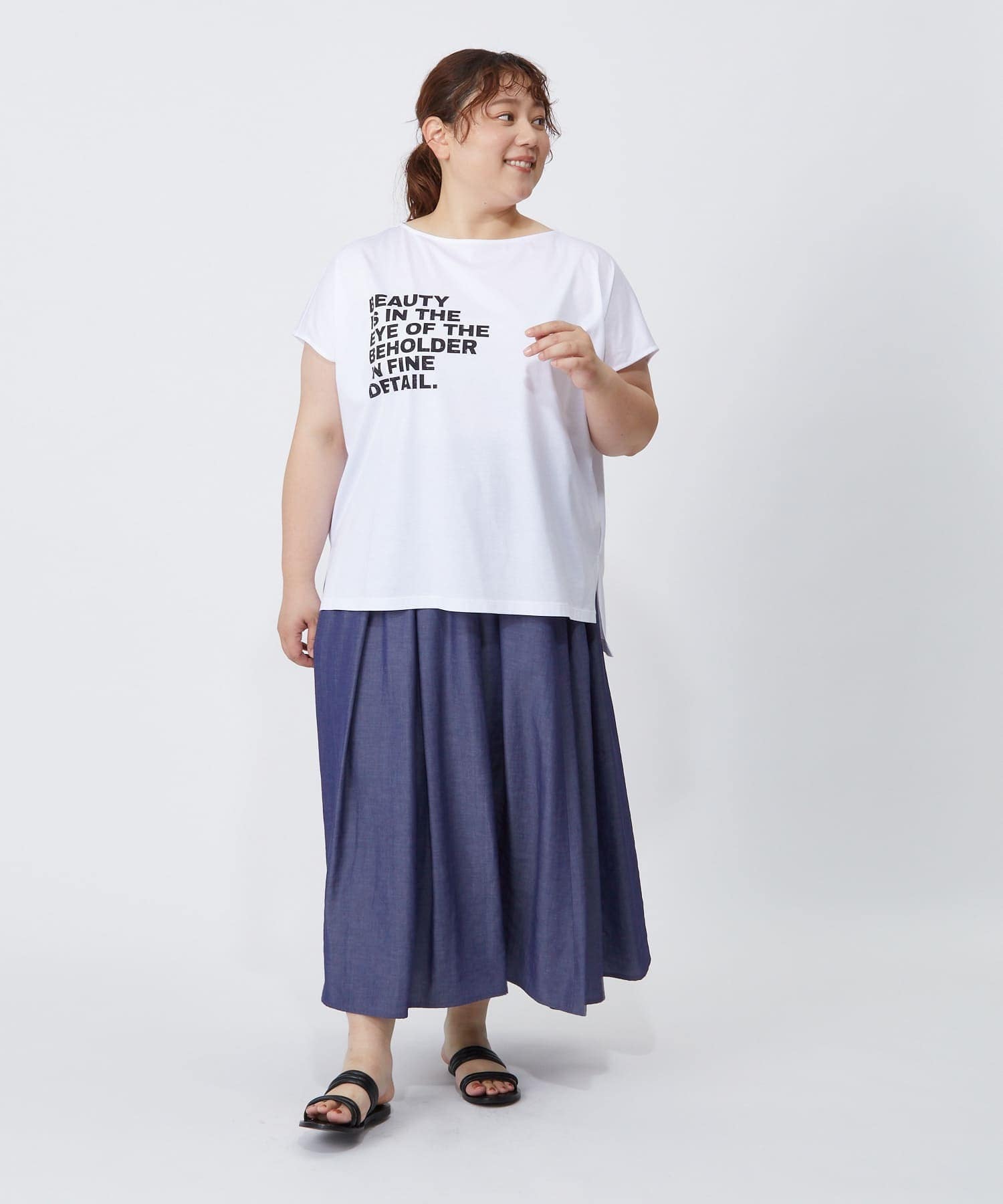 【MOGA】【大きいサイズ】ハイゲージ天竺ロゴプリントTシャツ 詳細画像 ホワイト 22