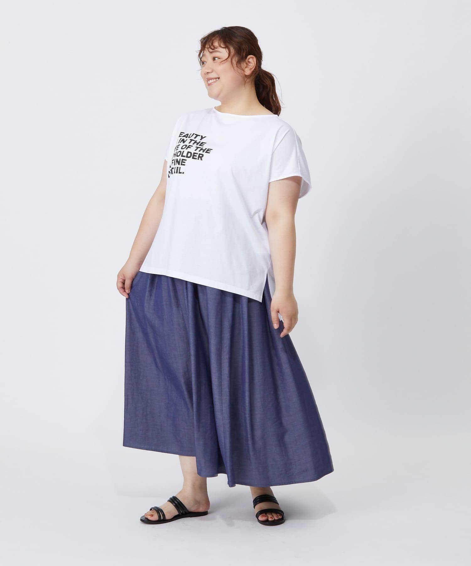 【MOGA】【大きいサイズ】ハイゲージ天竺ロゴプリントTシャツ 詳細画像 ホワイト 23