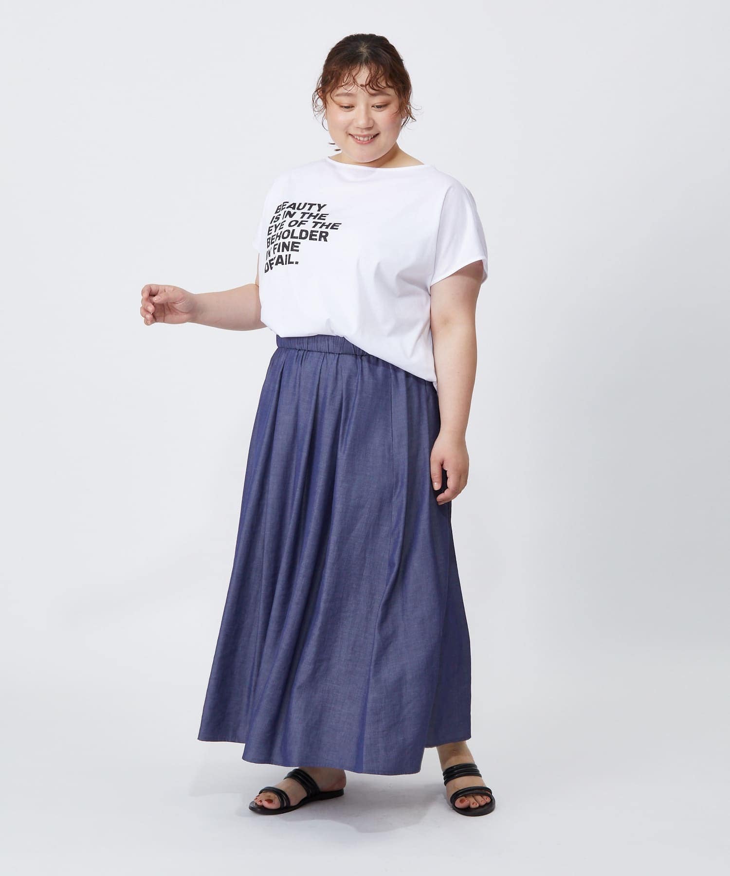 【MOGA】【大きいサイズ】ハイゲージ天竺ロゴプリントTシャツ 詳細画像 ホワイト 27