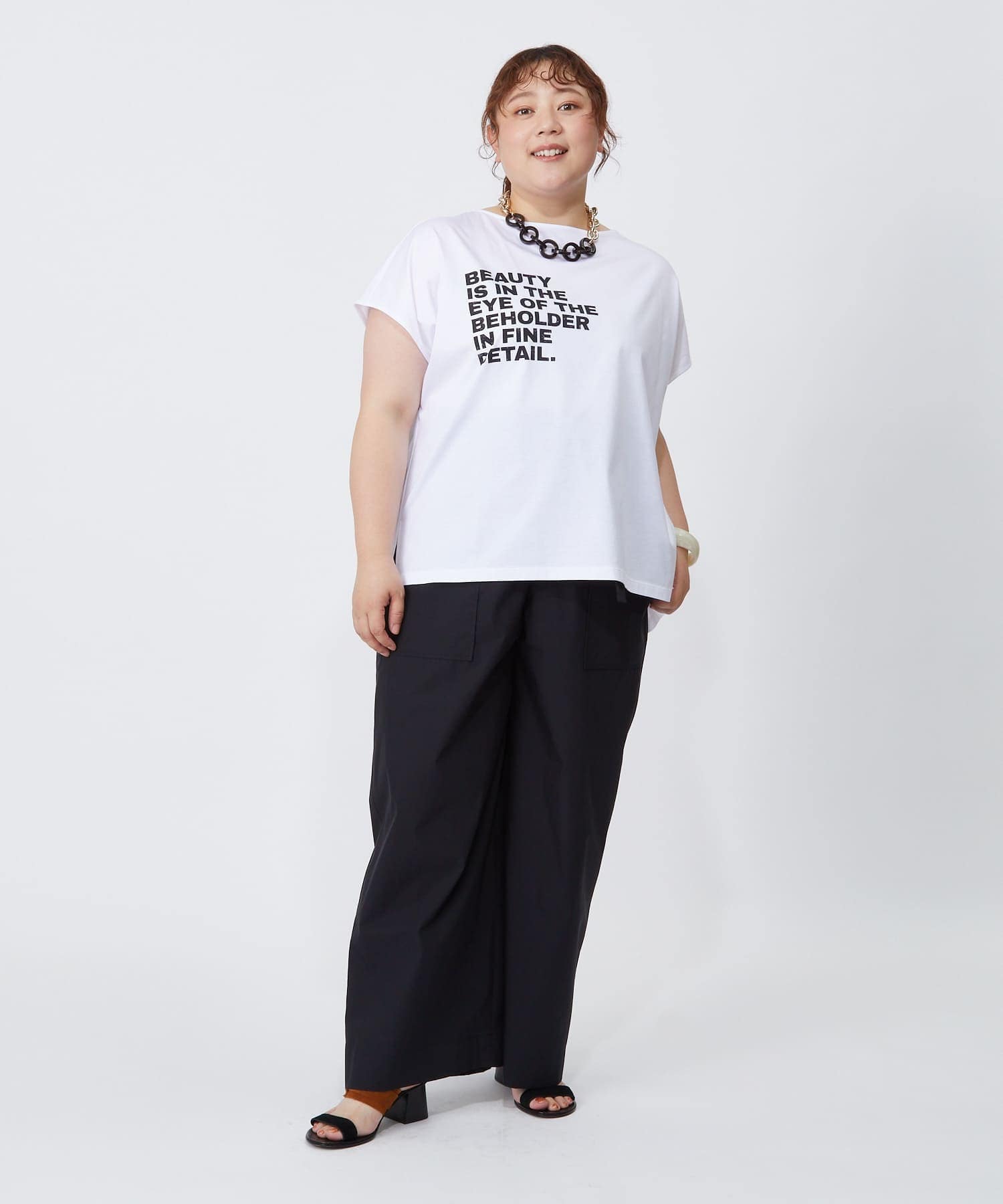 【MOGA】【大きいサイズ】ハイゲージ天竺ロゴプリントTシャツ 詳細画像 ホワイト 3