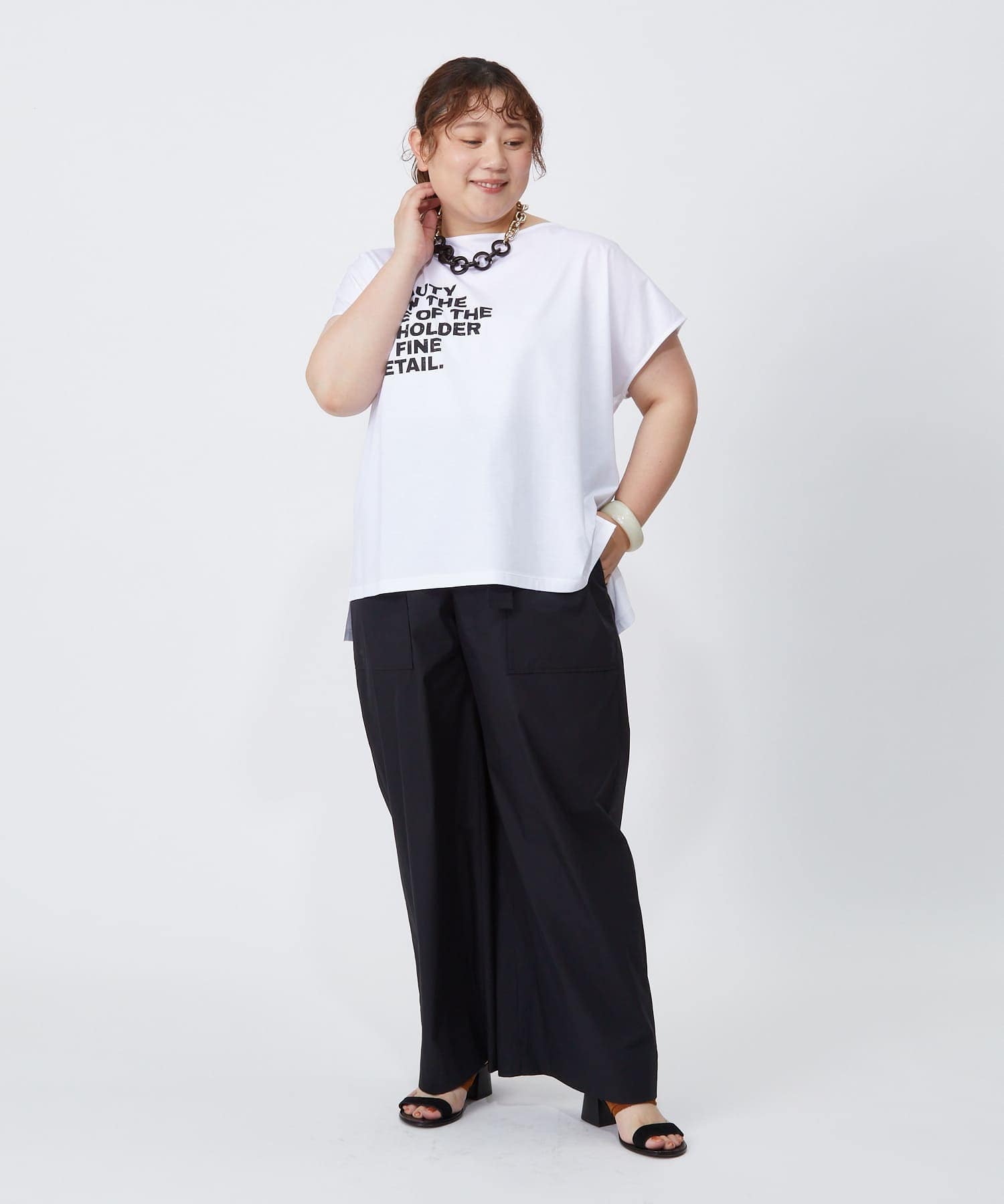 【MOGA】【大きいサイズ】ハイゲージ天竺ロゴプリントTシャツ 詳細画像 ホワイト 4