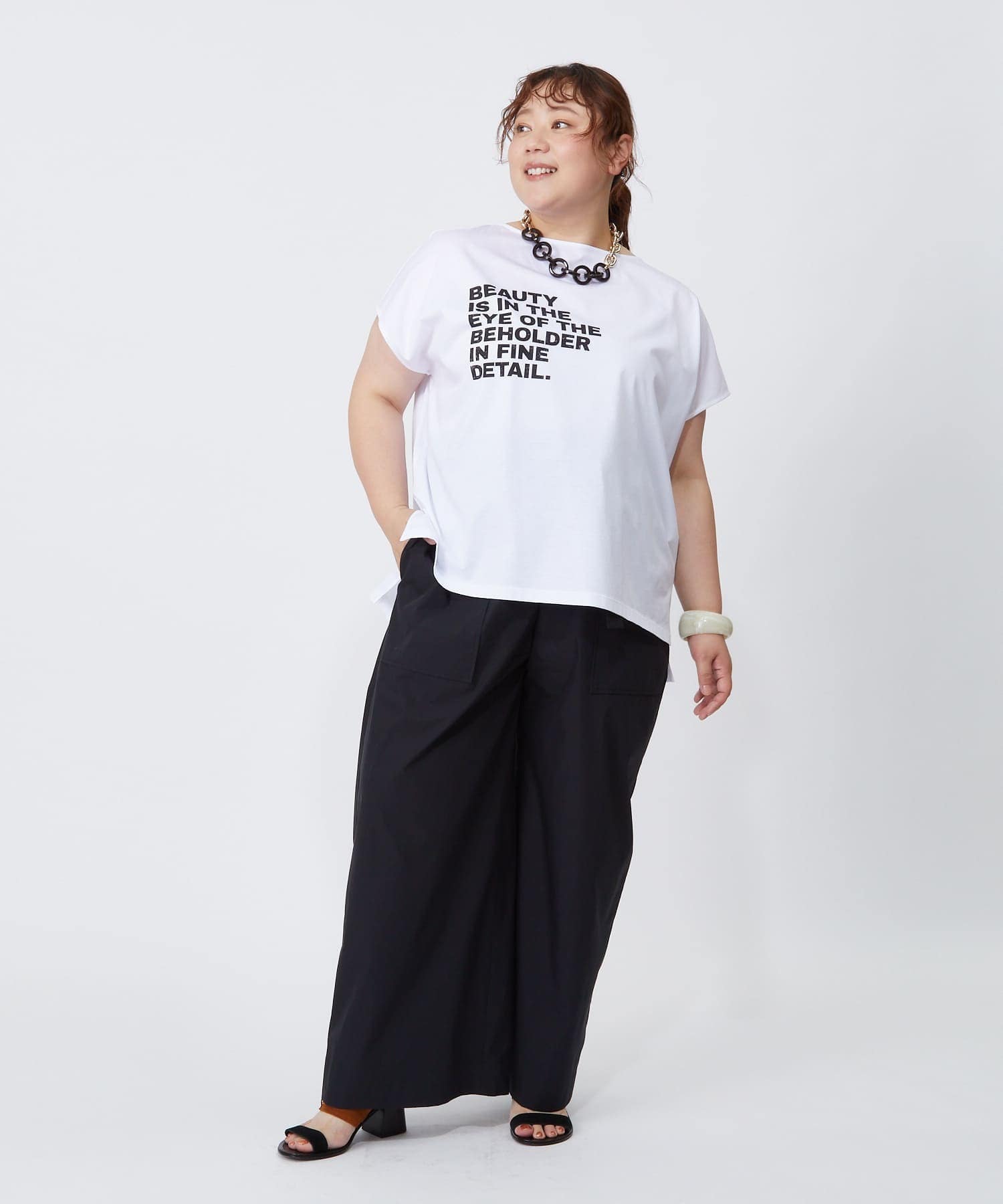 【MOGA】【大きいサイズ】ハイゲージ天竺ロゴプリントTシャツ 詳細画像 ホワイト 5