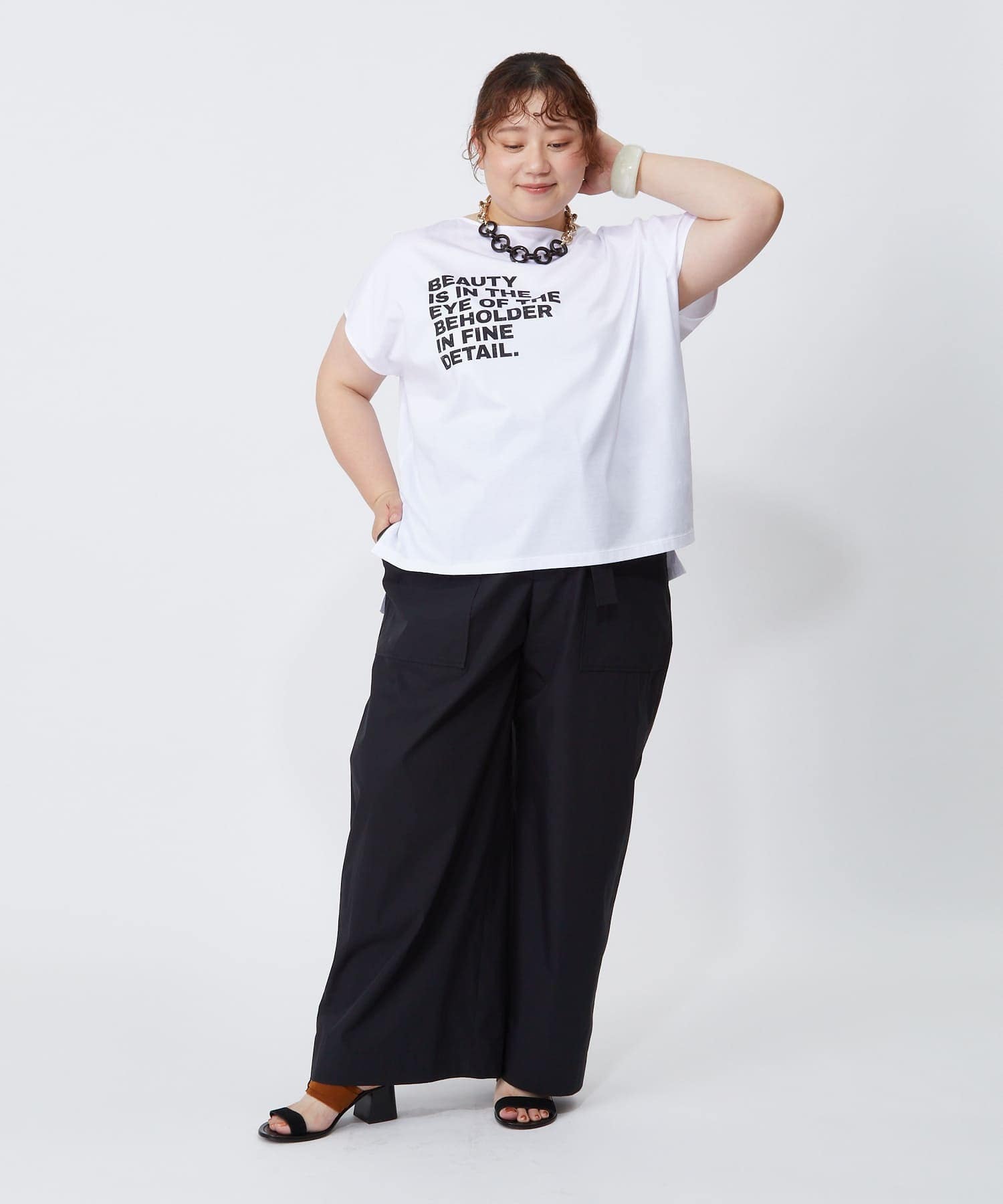【MOGA】【大きいサイズ】ハイゲージ天竺ロゴプリントTシャツ 詳細画像 ホワイト 6