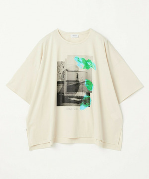 【MOGA】【大きいサイズ】ハイゲージ天竺オリジナルプリントＴシャツ 詳細画像 ライトベージュ 1