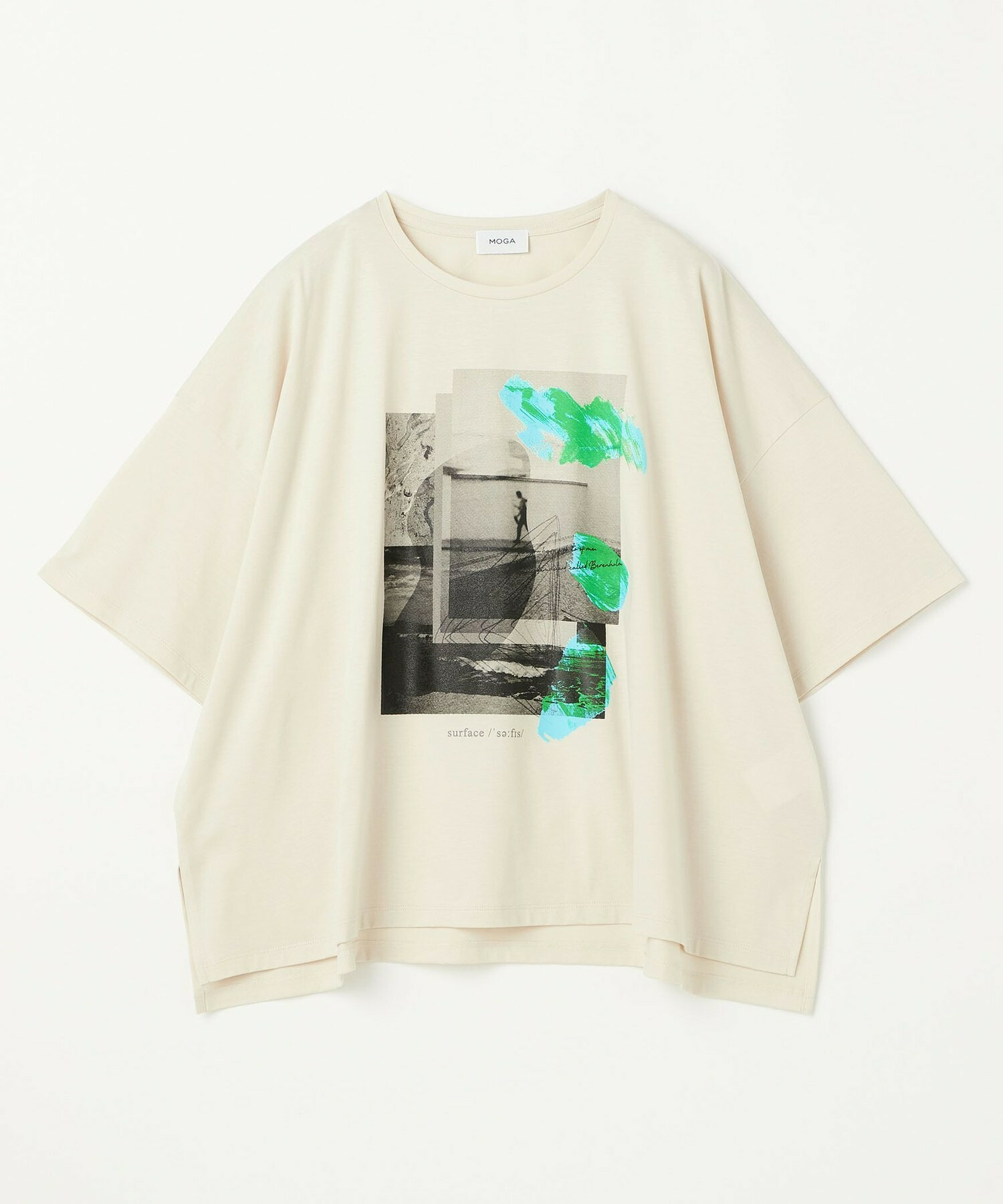 【MOGA】【大きいサイズ】ハイゲージ天竺オリジナルプリントＴシャツ 詳細画像 ライトベージュ 1