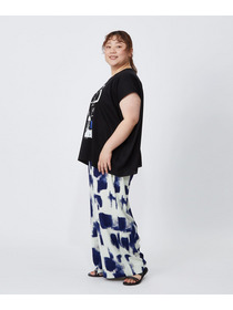 【MOGA】【大きいサイズ】モノクロブラッシュPtワイドパンツ 詳細画像 ブルー系その他 6