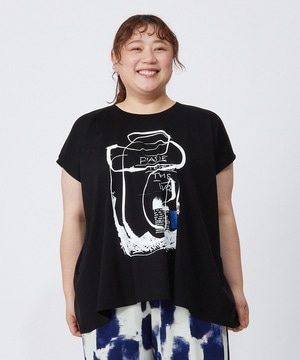 【MOGA】【大きいサイズ】コットンスムースプリントTシャツ 詳細画像 ブラック 1