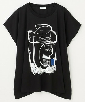 【MOGA】【大きいサイズ】コットンスムースプリントTシャツ 詳細画像 ブラック 2