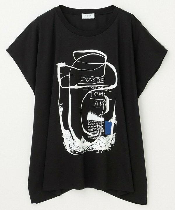 【大きいサイズ】コットンスムースプリントTシャツ 詳細画像 ブラック 2