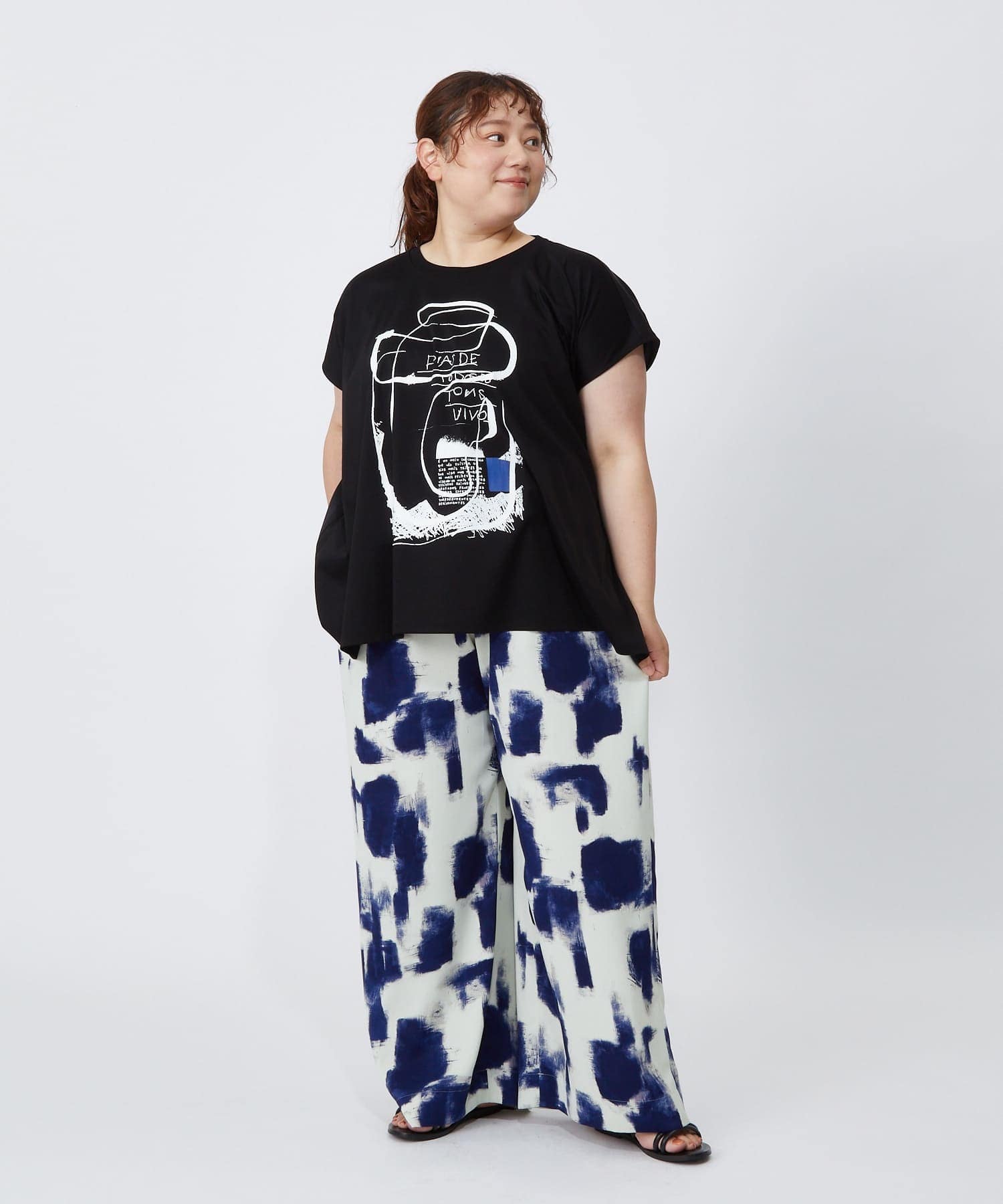 【MOGA】【大きいサイズ】コットンスムースプリントTシャツ 詳細画像 ブラック 11