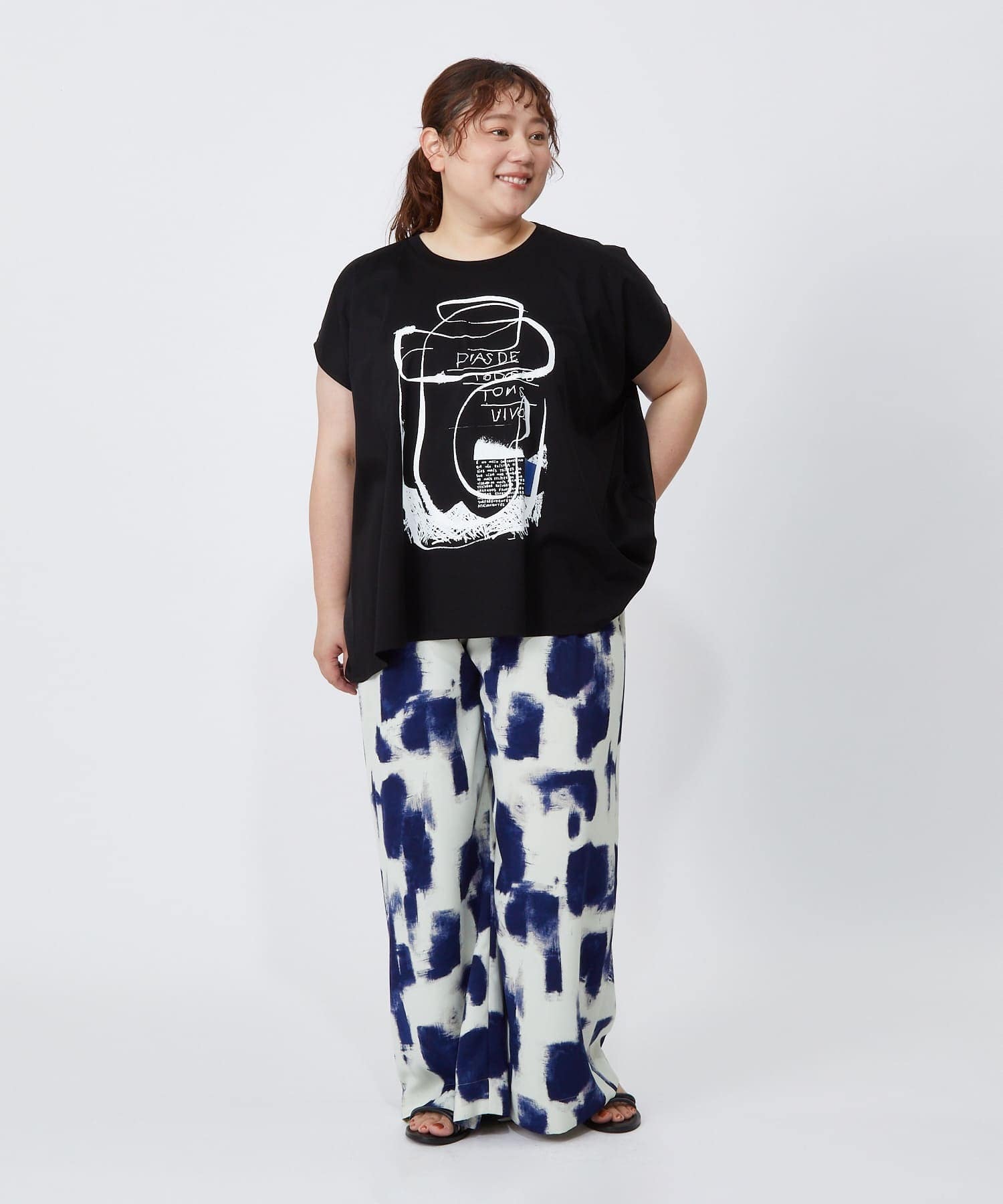 【MOGA】【大きいサイズ】コットンスムースプリントTシャツ 詳細画像 ブラック 13
