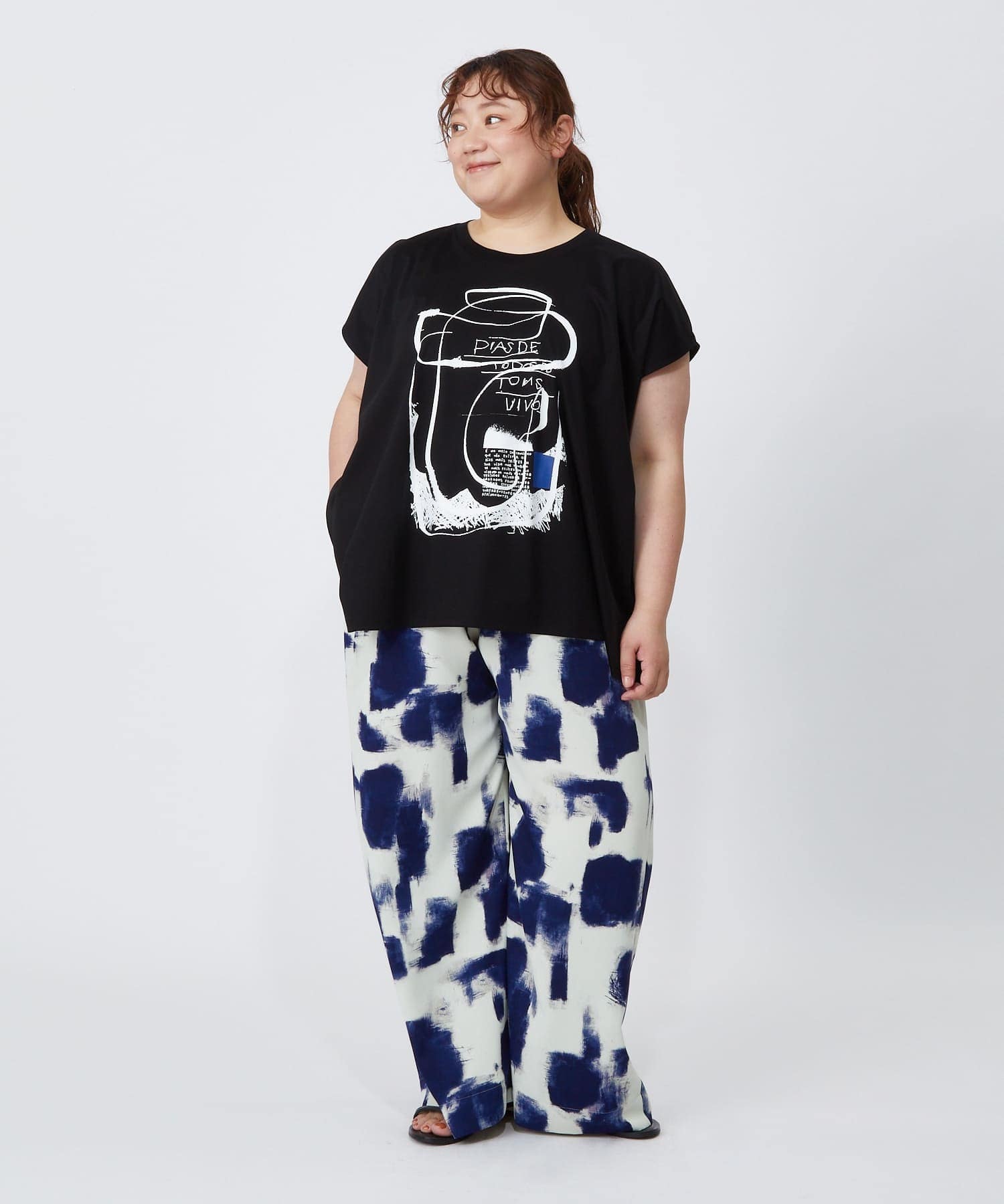 【MOGA】【大きいサイズ】コットンスムースプリントTシャツ 詳細画像 ブラック 14