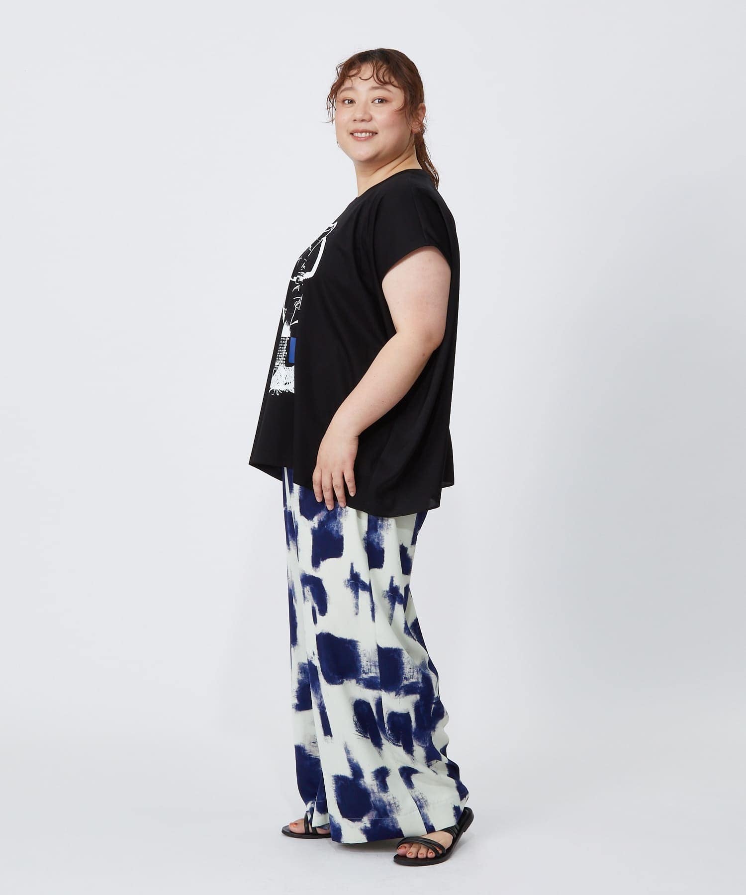 【MOGA】【大きいサイズ】コットンスムースプリントTシャツ 詳細画像 ブラック 4