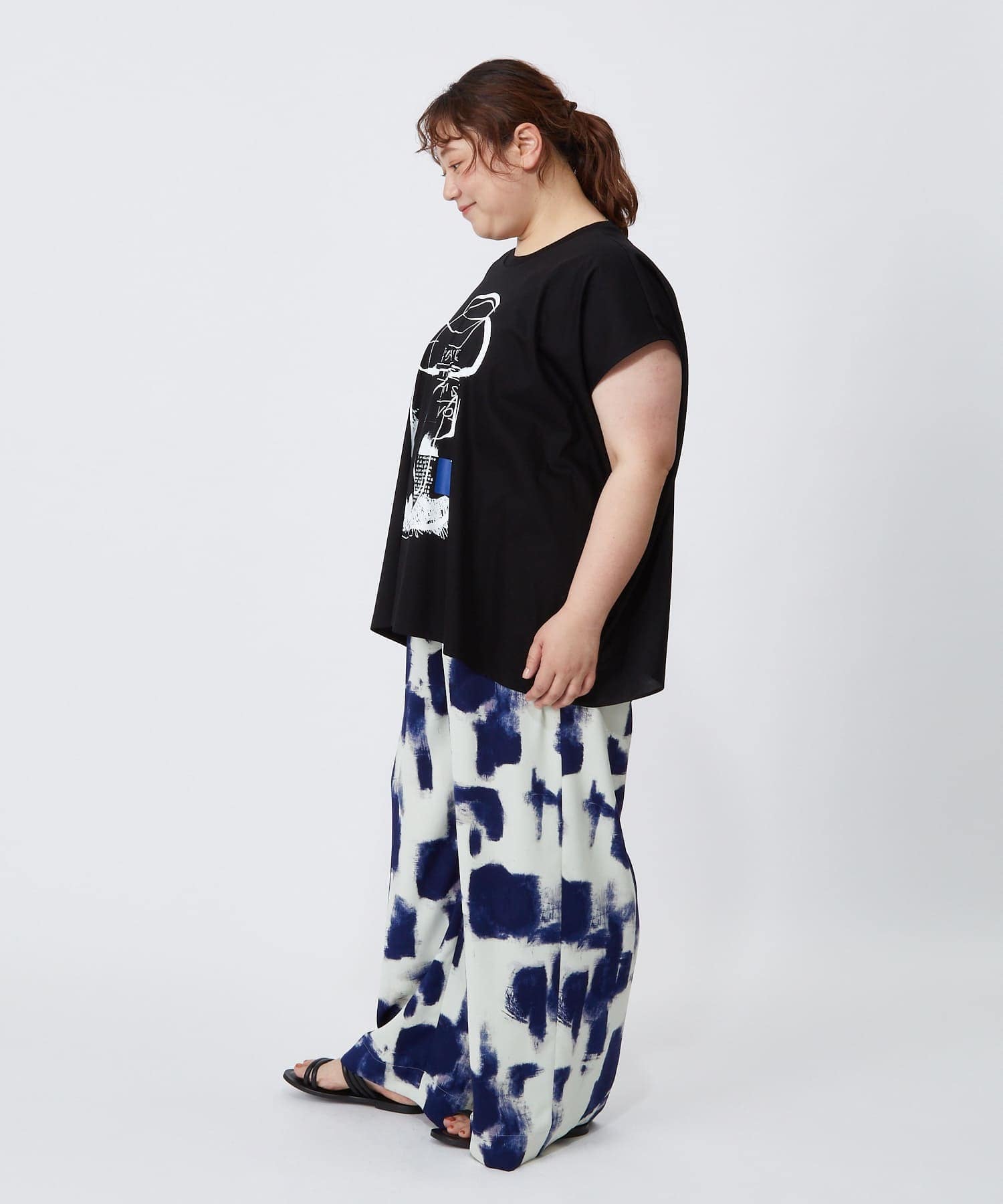【MOGA】【大きいサイズ】コットンスムースプリントTシャツ 詳細画像 ブラック 5