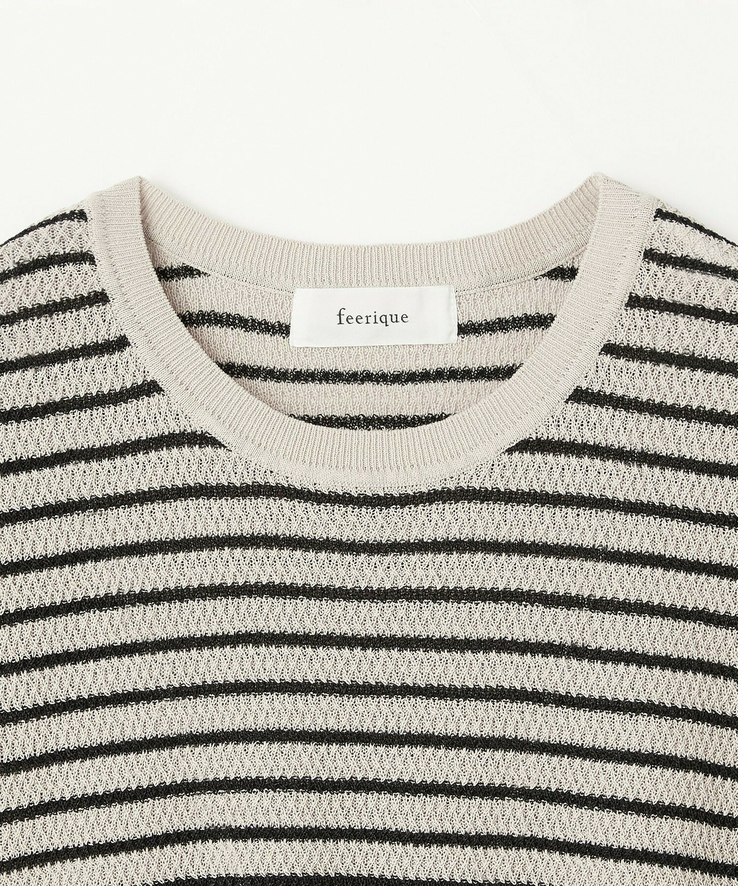 【feerique】【大きいサイズ】feerique ボーダーフレンチスリーブニット 詳細画像 ベージュ系その他 2