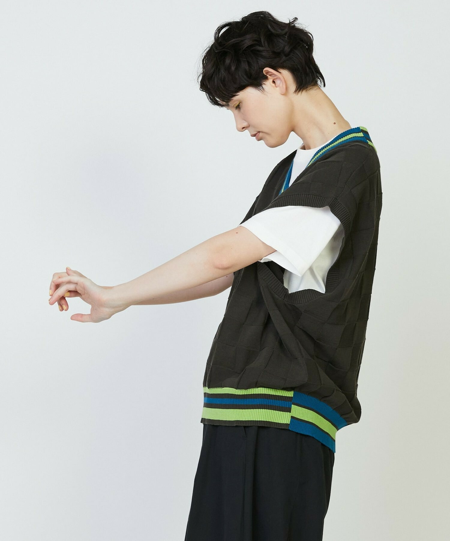 【FRAPBOIS PARK】ニットベスト 詳細画像 チャコールグレー 10