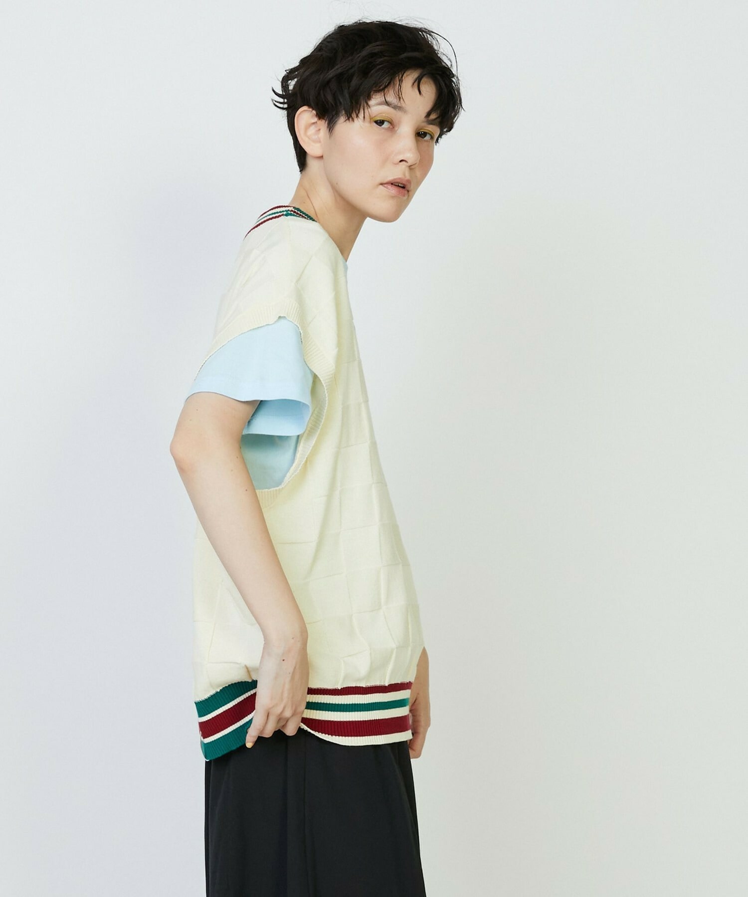 【FRAPBOIS PARK】ニットベスト 詳細画像 チャコールグレー 3