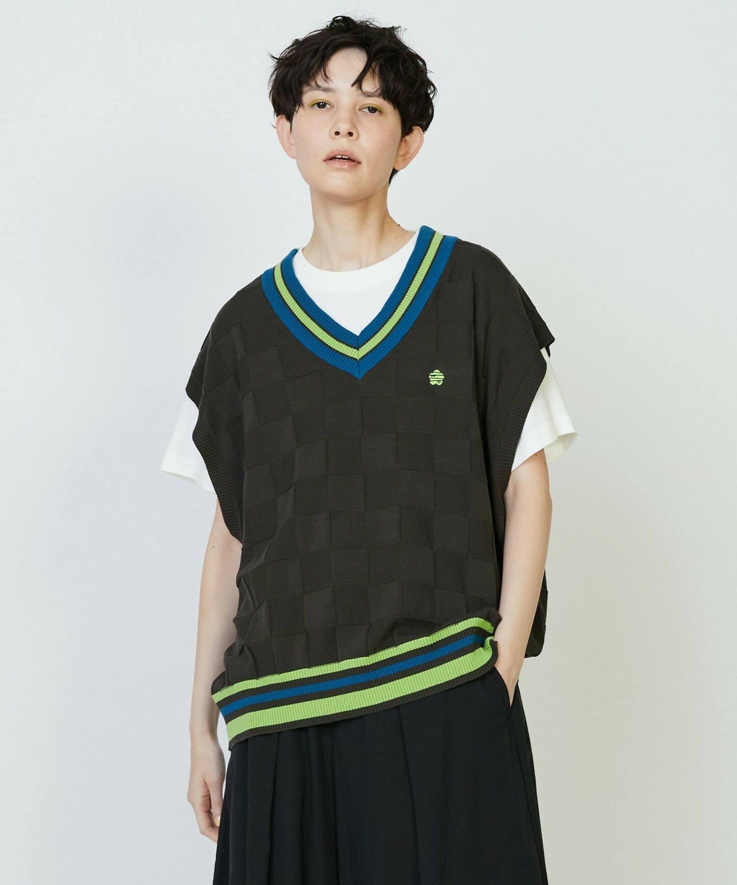 【FRAPBOIS PARK】ニットベスト 詳細画像 チャコールグレー 1