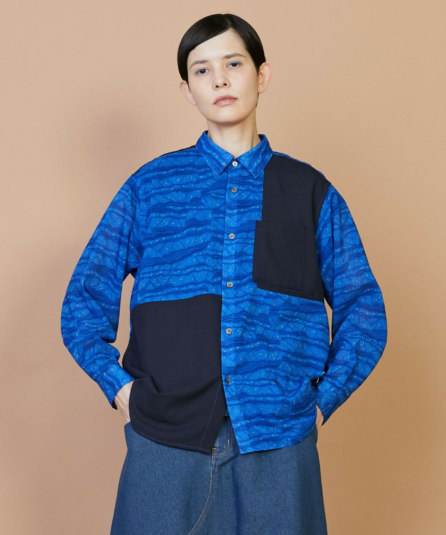 【FRAPBOIS】サンディーウェーブ シャツ 詳細画像 ネイビー 1