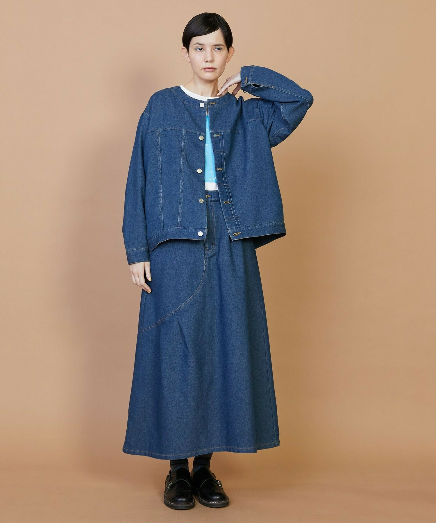 【FRAPBOIS】メッシュデニム ジャケット 詳細画像 ブルー 15