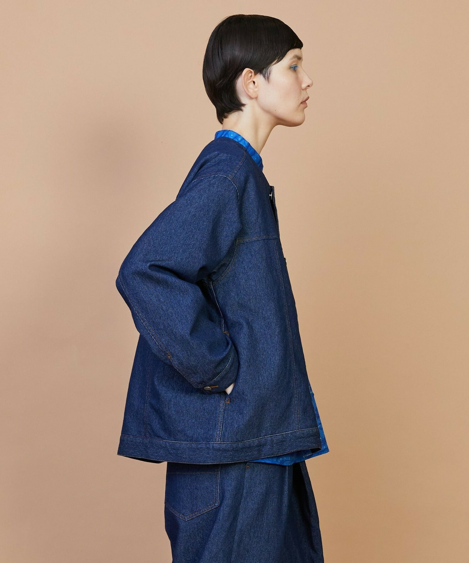 【FRAPBOIS】メッシュデニム ジャケット 詳細画像 ブルー 3