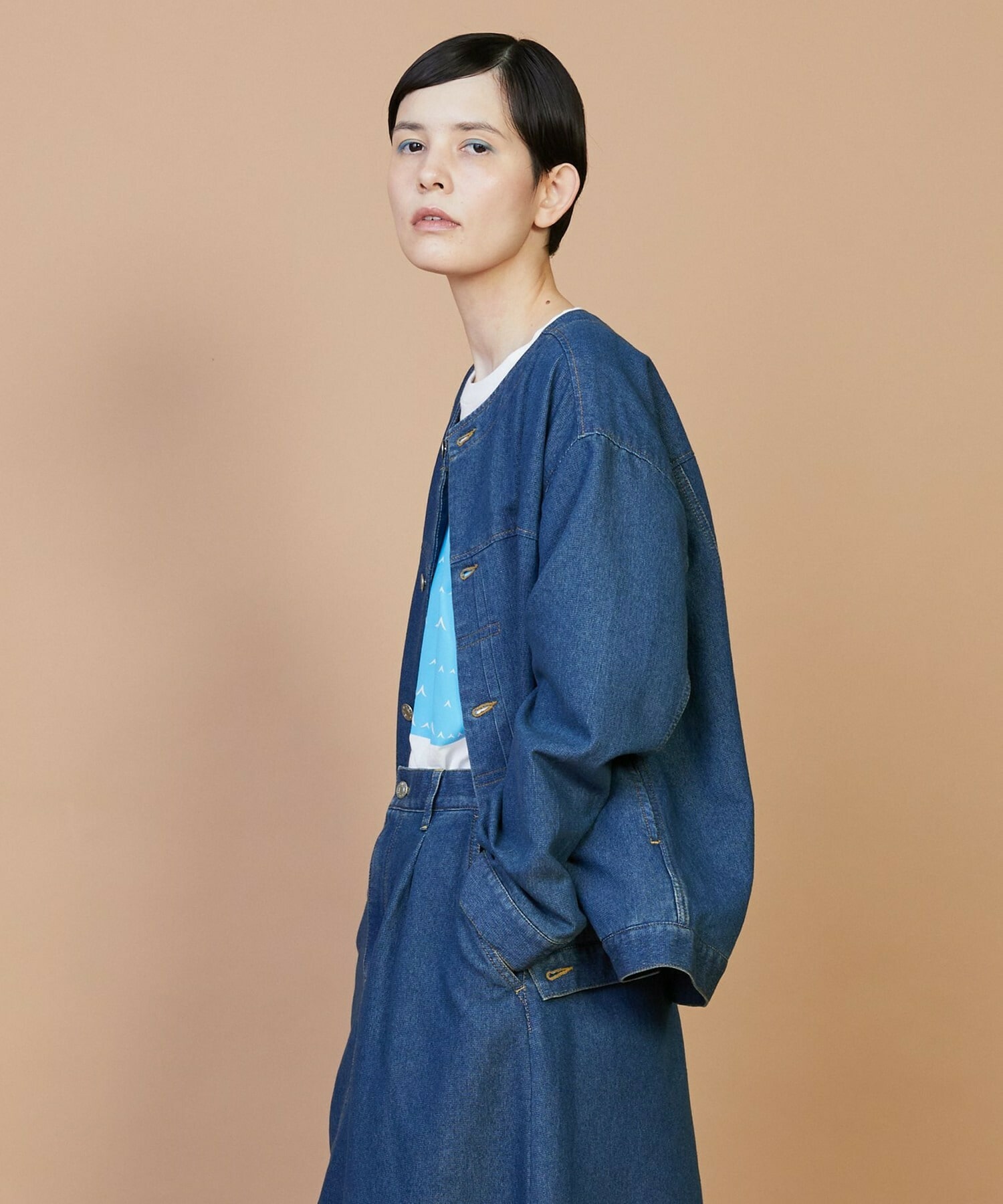 【FRAPBOIS】メッシュデニム ジャケット 詳細画像 ブルー 8