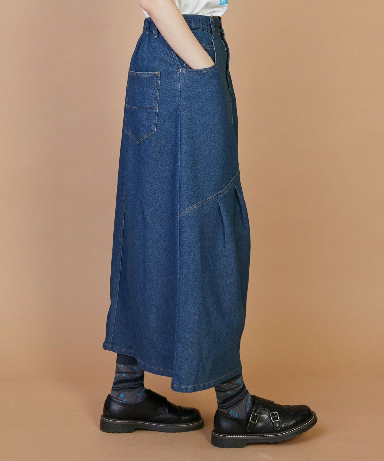 【FRAPBOIS】メッシュデニム スカート 詳細画像 ネイビー 3