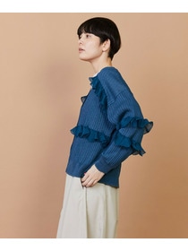 【FRAPBOIS】シアーフリル カーディガン 詳細画像 ブラック 1